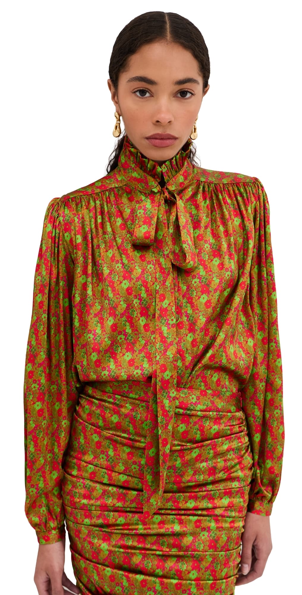 FRANÇOISE Maria Silk Blouse Floral Red