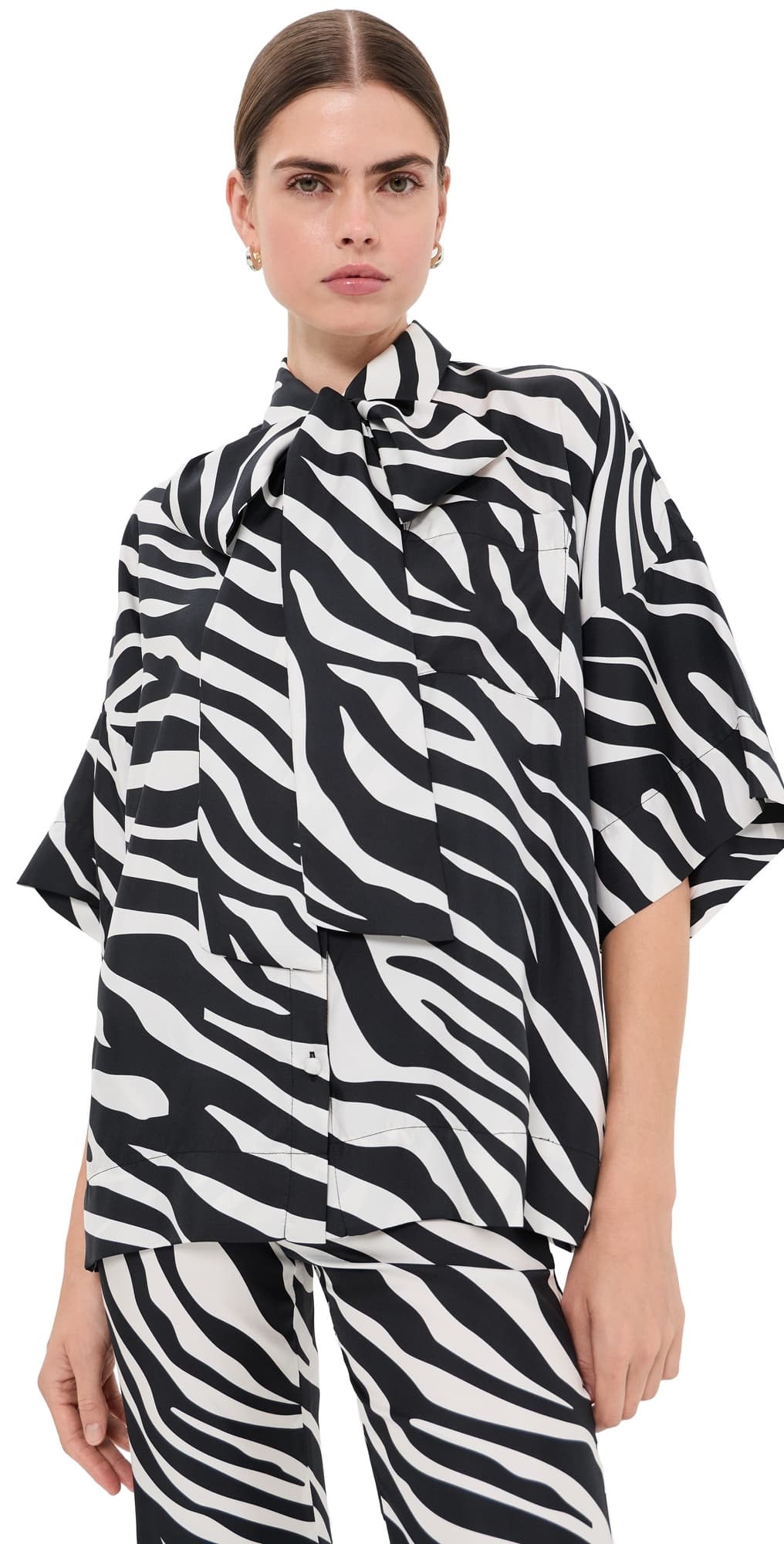 FRANÇOISE Blake Silk Shirt Black and White