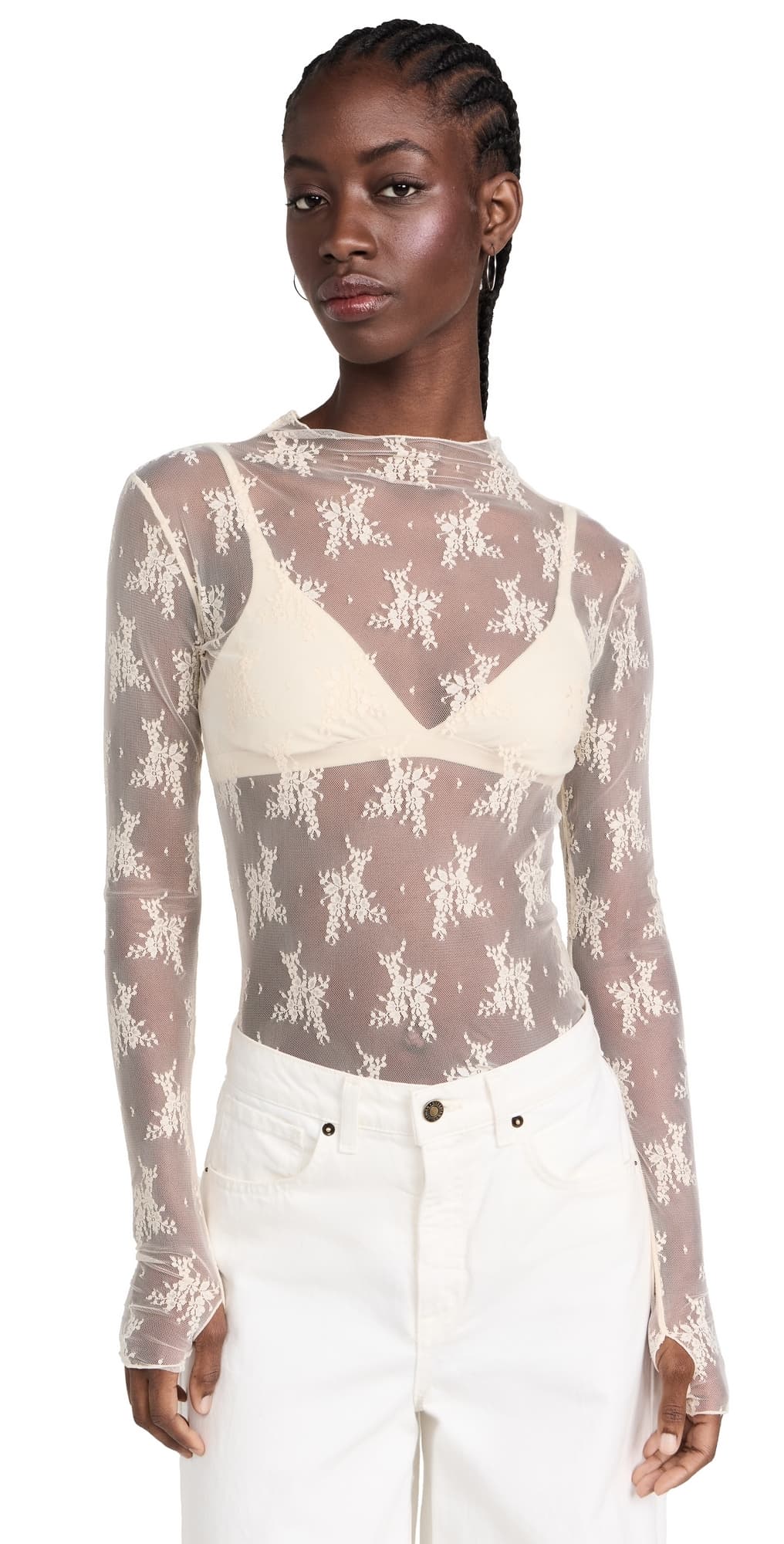 Free People Lady Lux Layering Top Evening Creme · S