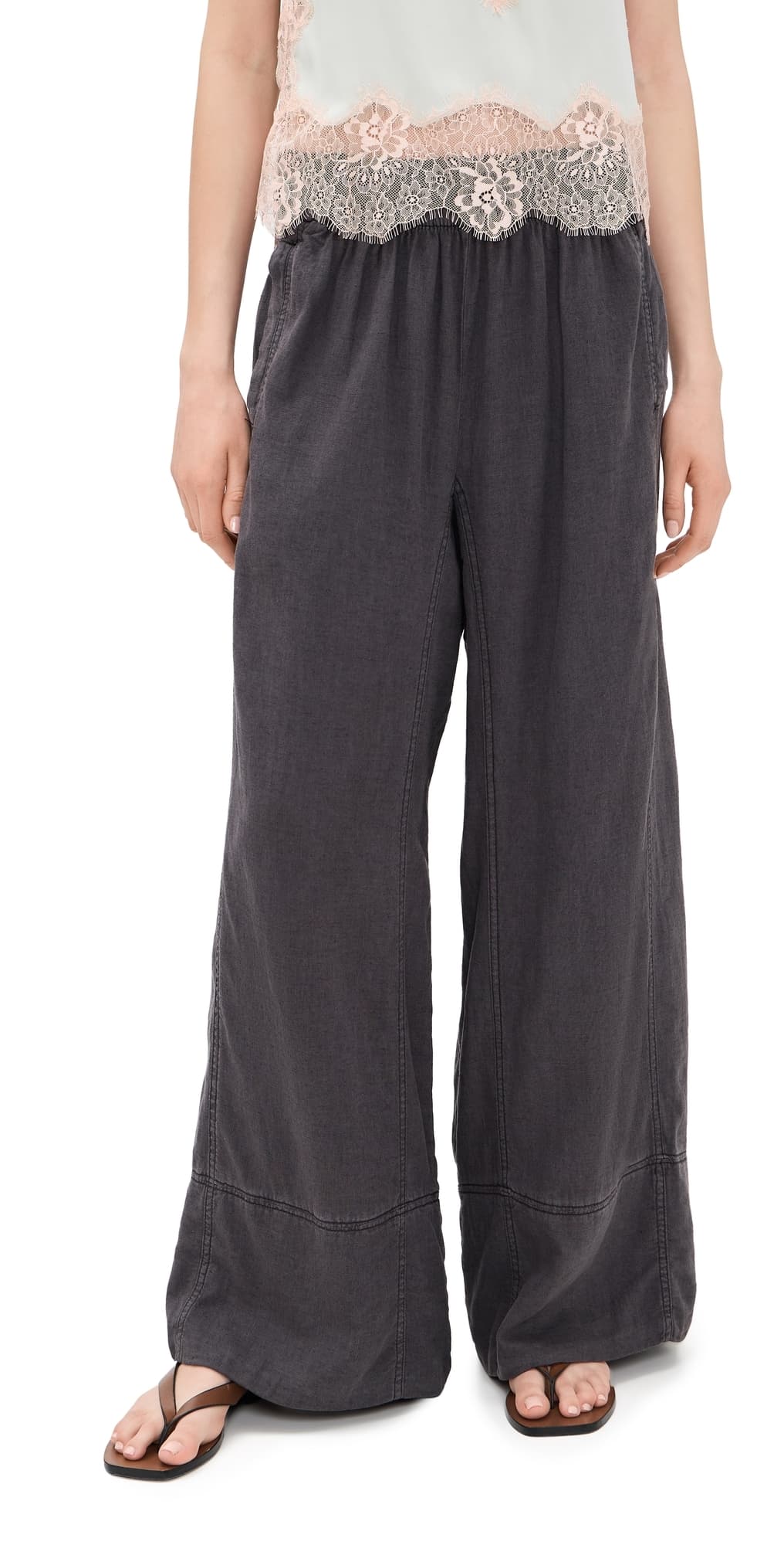 Free People Days End Pull On Linen Pants Black · XS