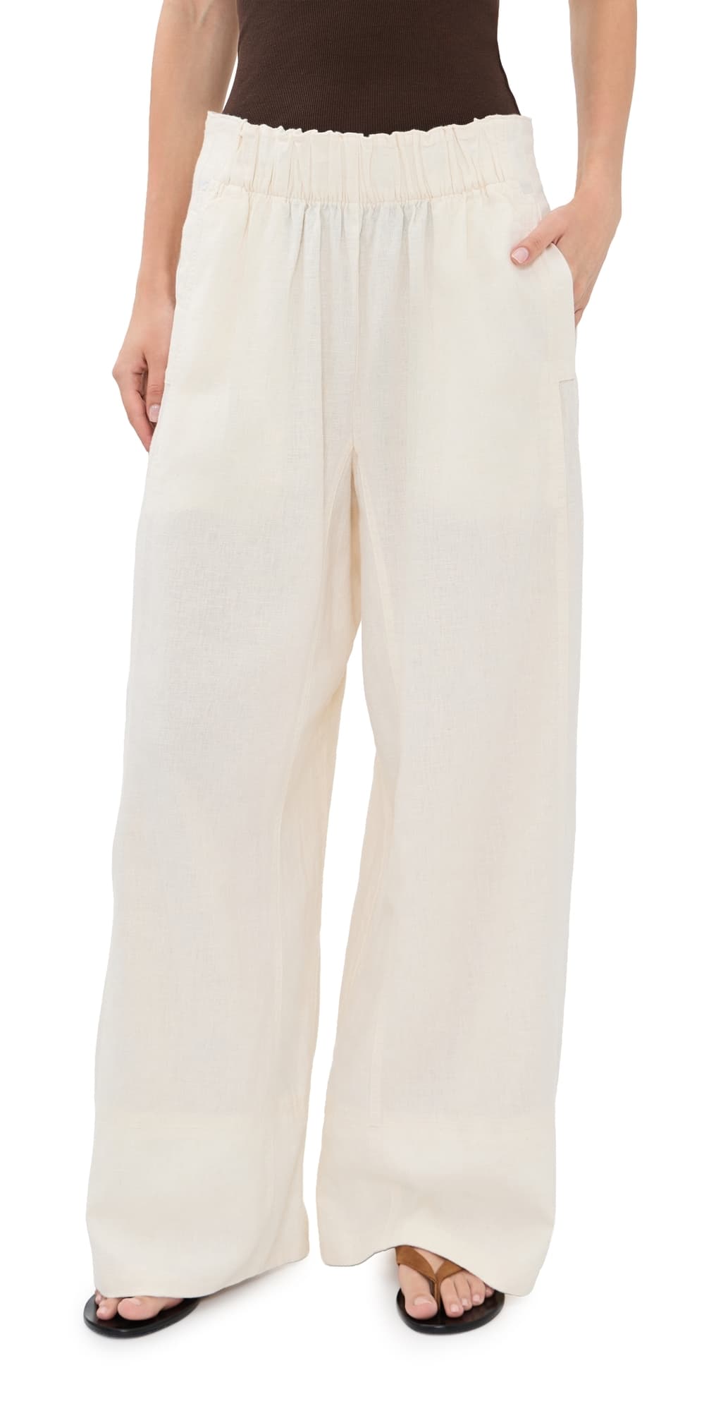 Free People Days End Pull On Linen Pants Clean Ivory