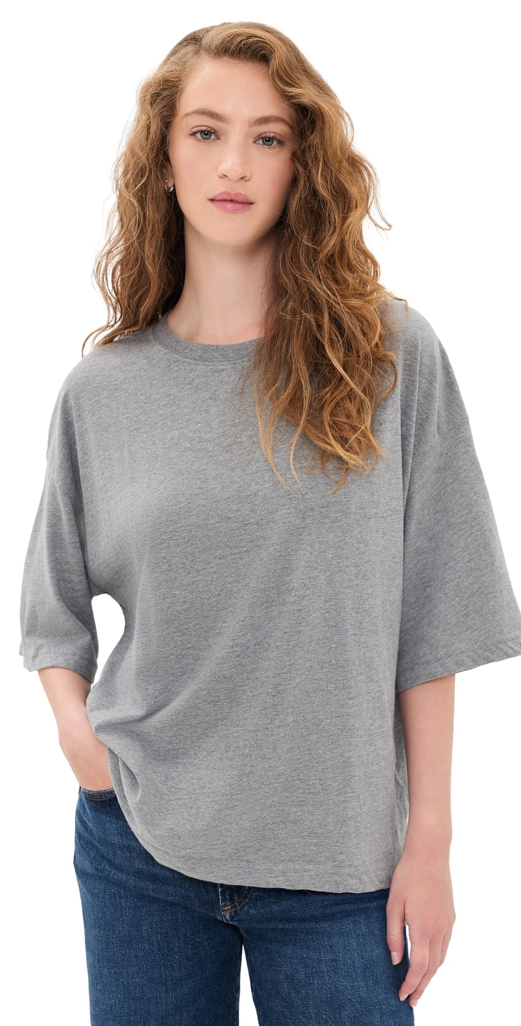 Free People Perfect Oversized Tee Heather Grey