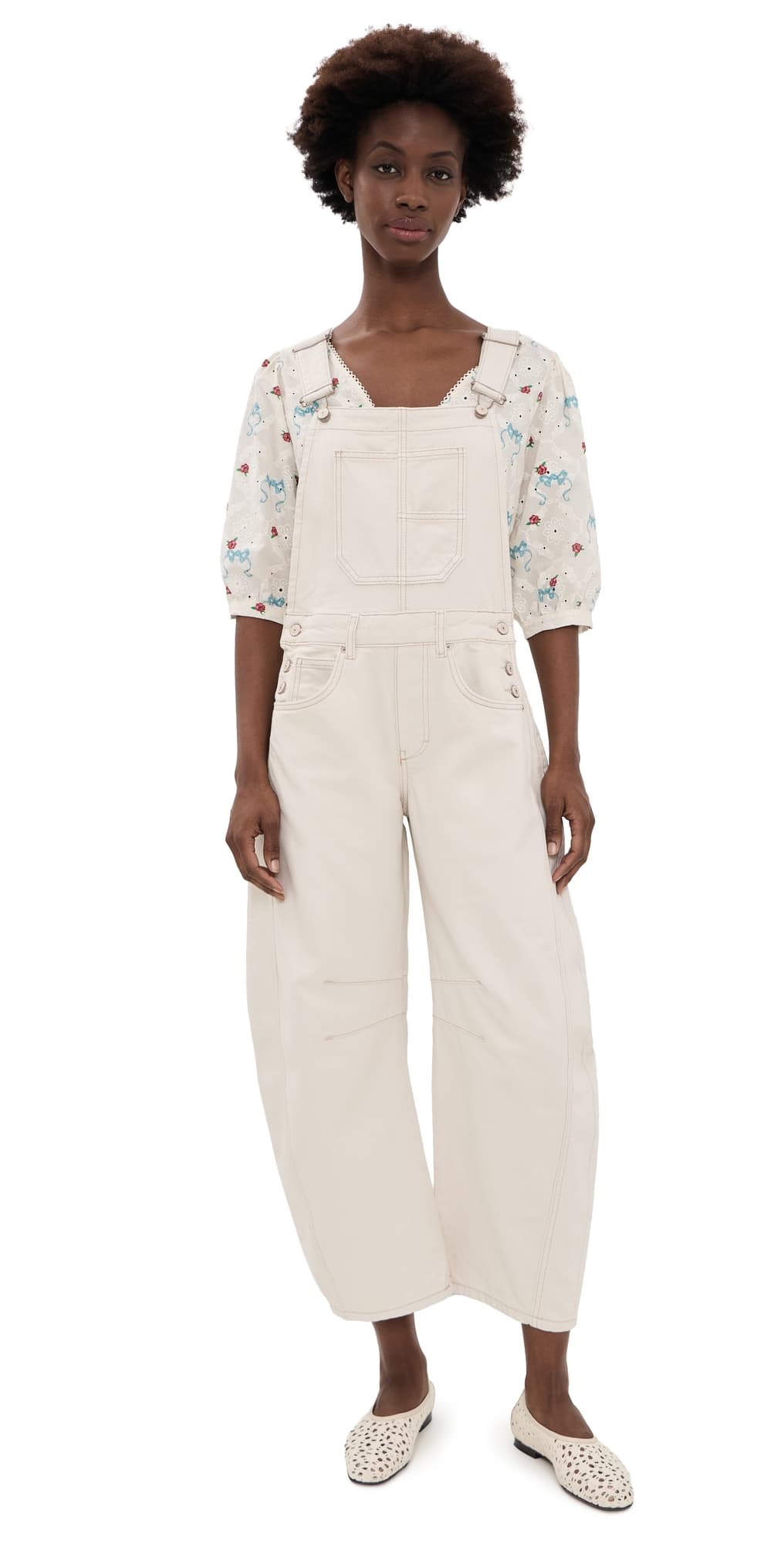 Free People Good Luck Overalls Milk