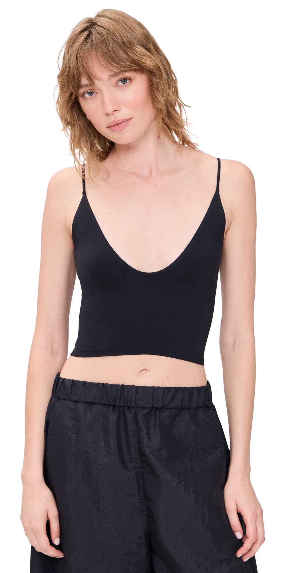 Free People Round Two Skinny Strap Bralette Black