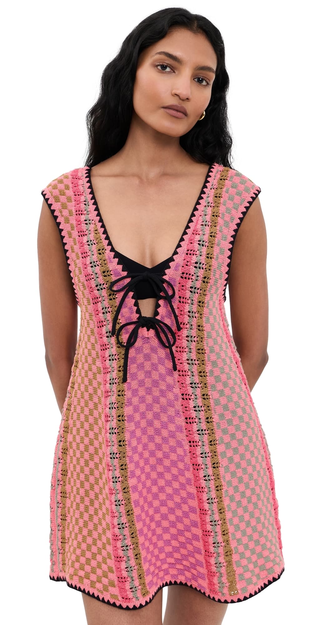 Free People Amalfi Twist Mini Dress Pink Pop Combo