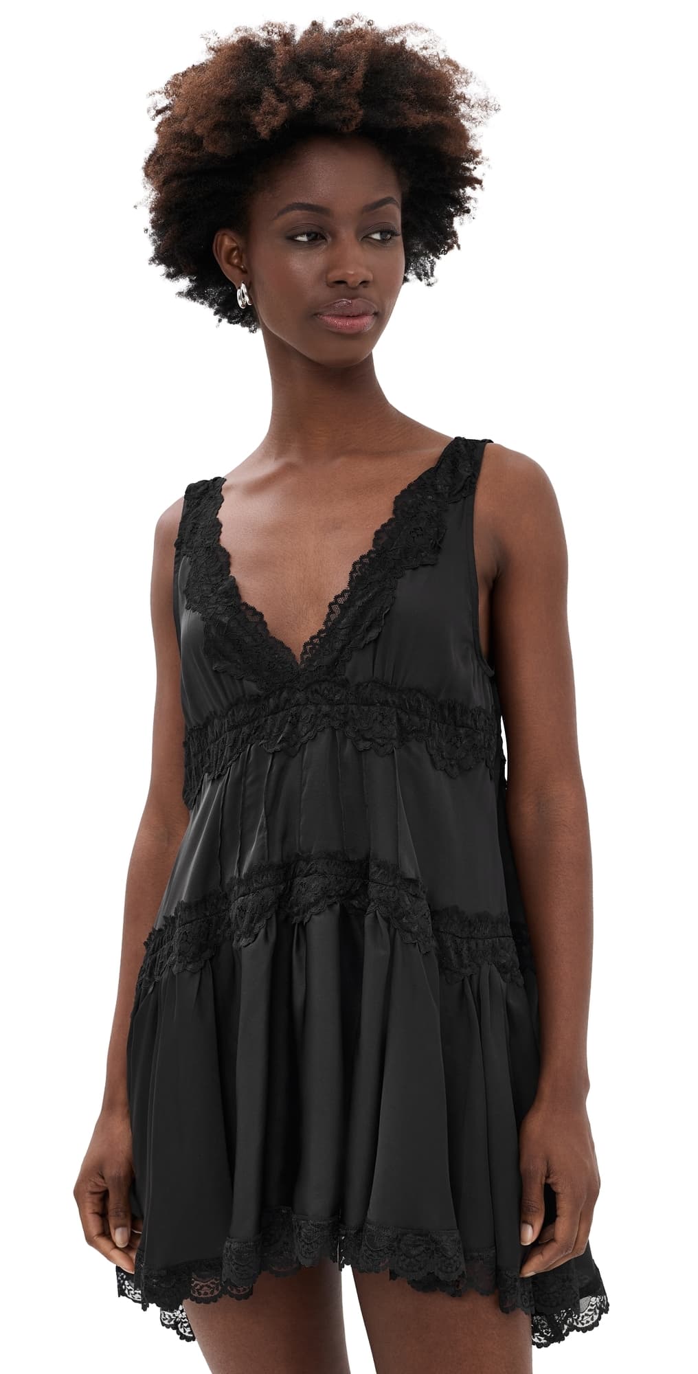 Free People In This Groove Mini Slip Dress Black