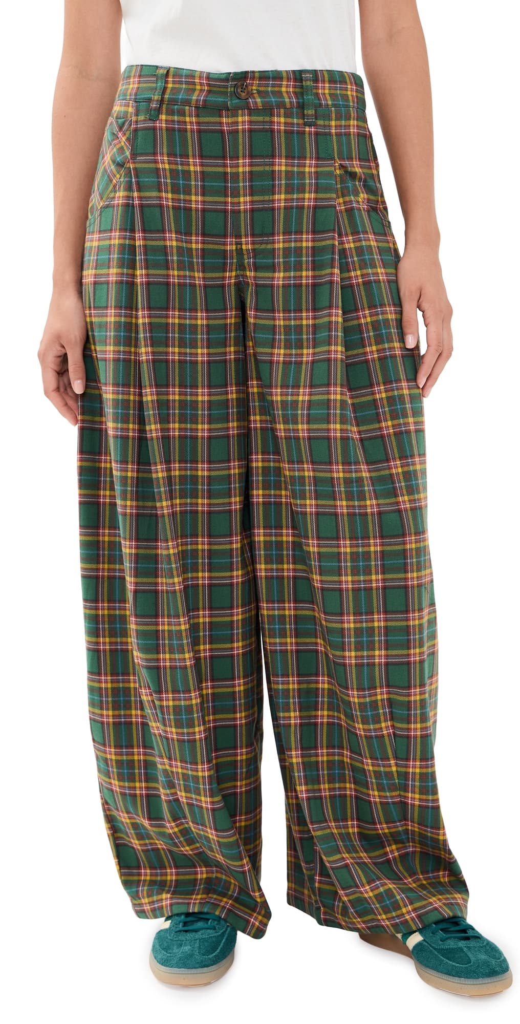 Free People About It Baggy Trousers Green Combo