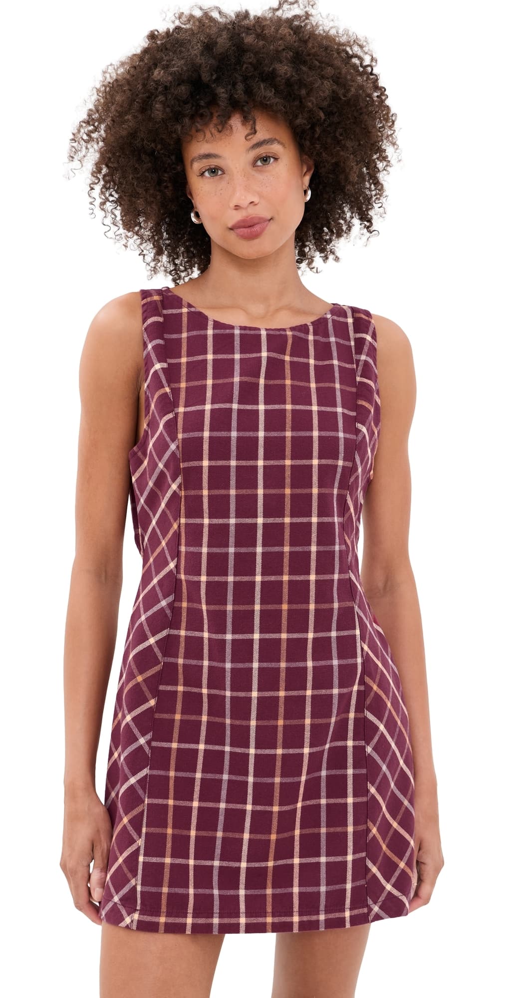 Free People Atlas Plaid Mini Dress Cocoa Plum Com