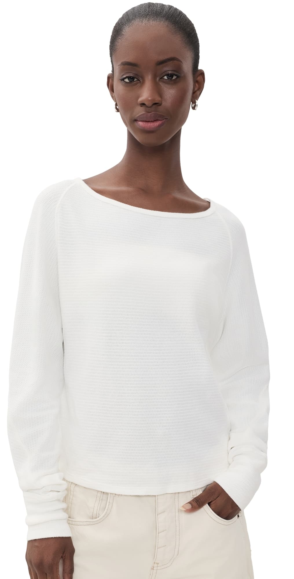 Free People Jess Thermal Tee Clean Ivory