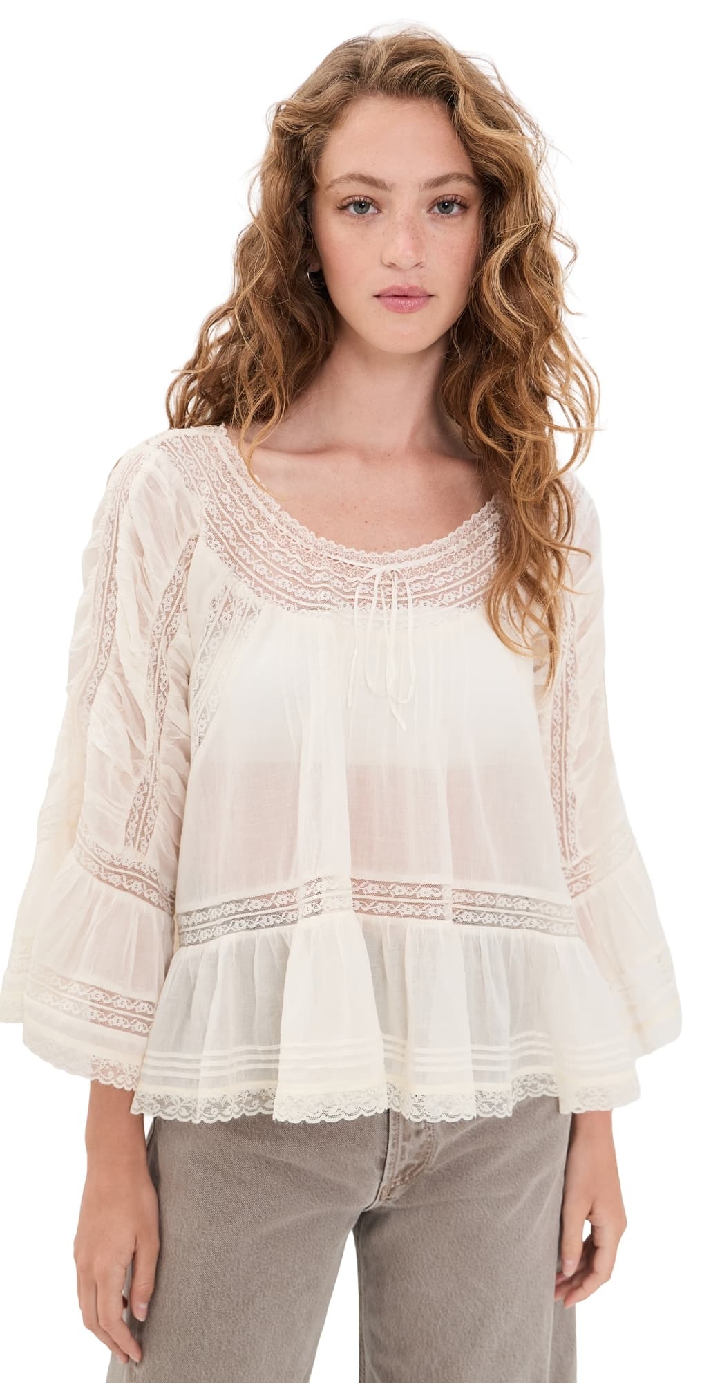 Free People She's A Romantic Top Ivory