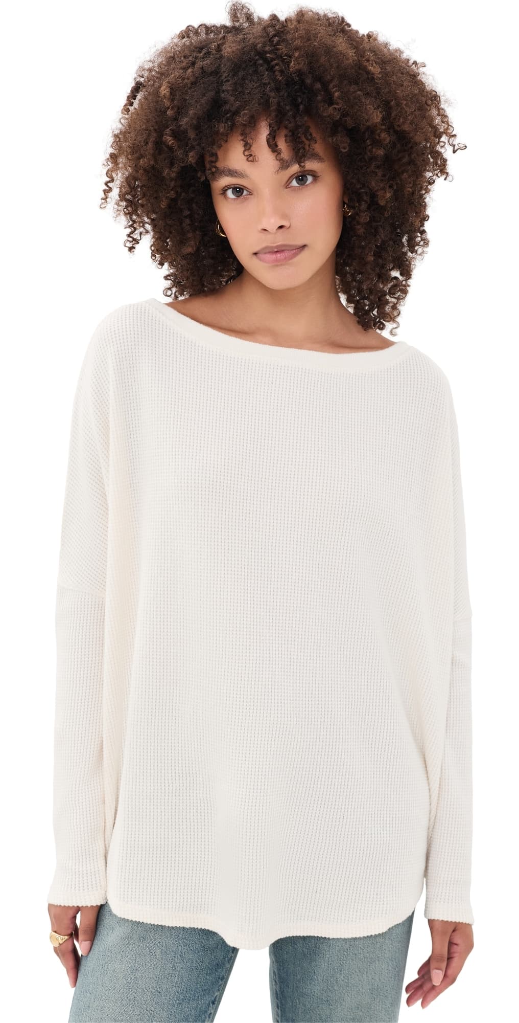 Free People Latte Blues Thermal Top Sugar Swizzle
