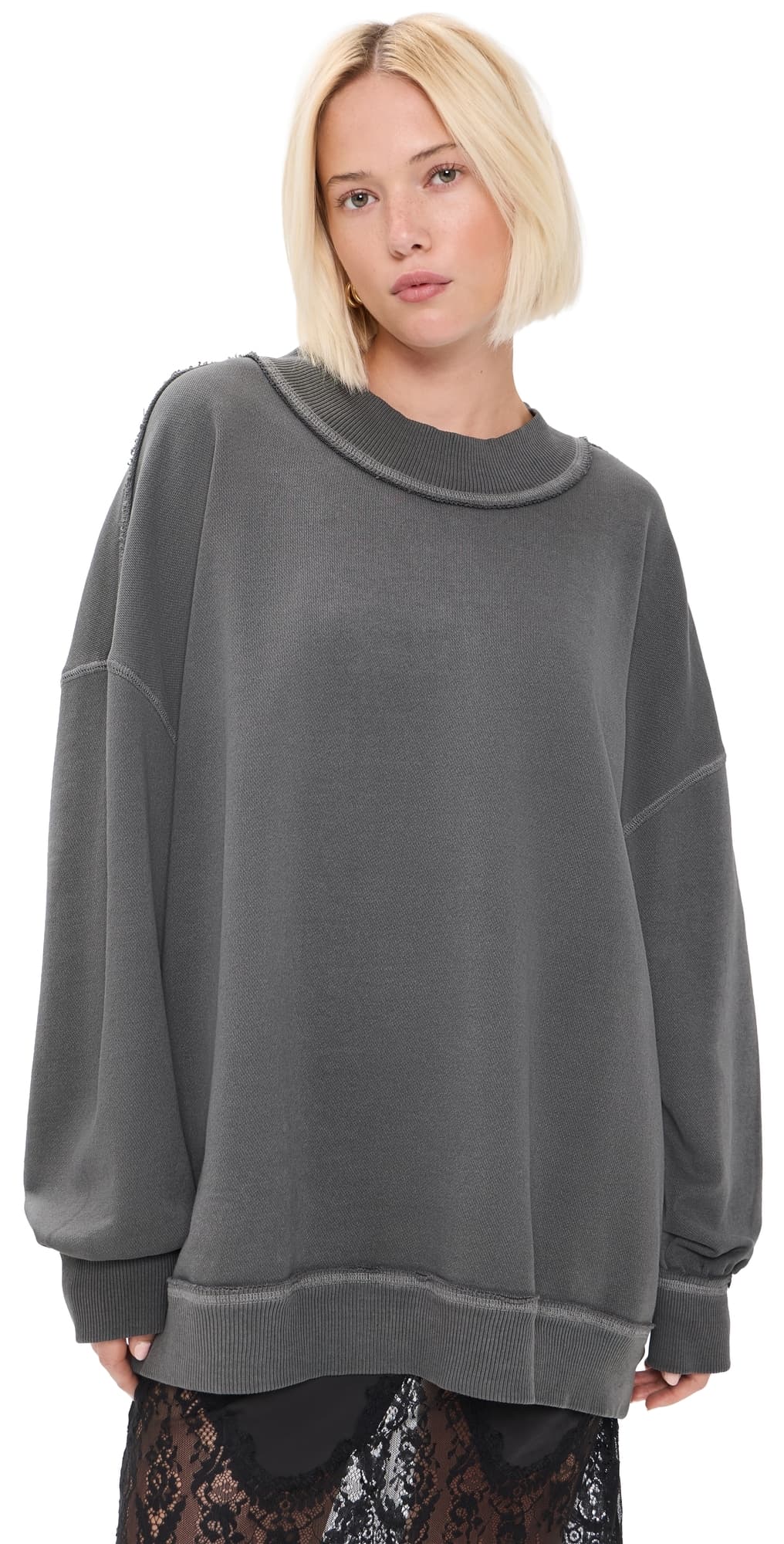 Free People Palm Springs Pullover Washed Black