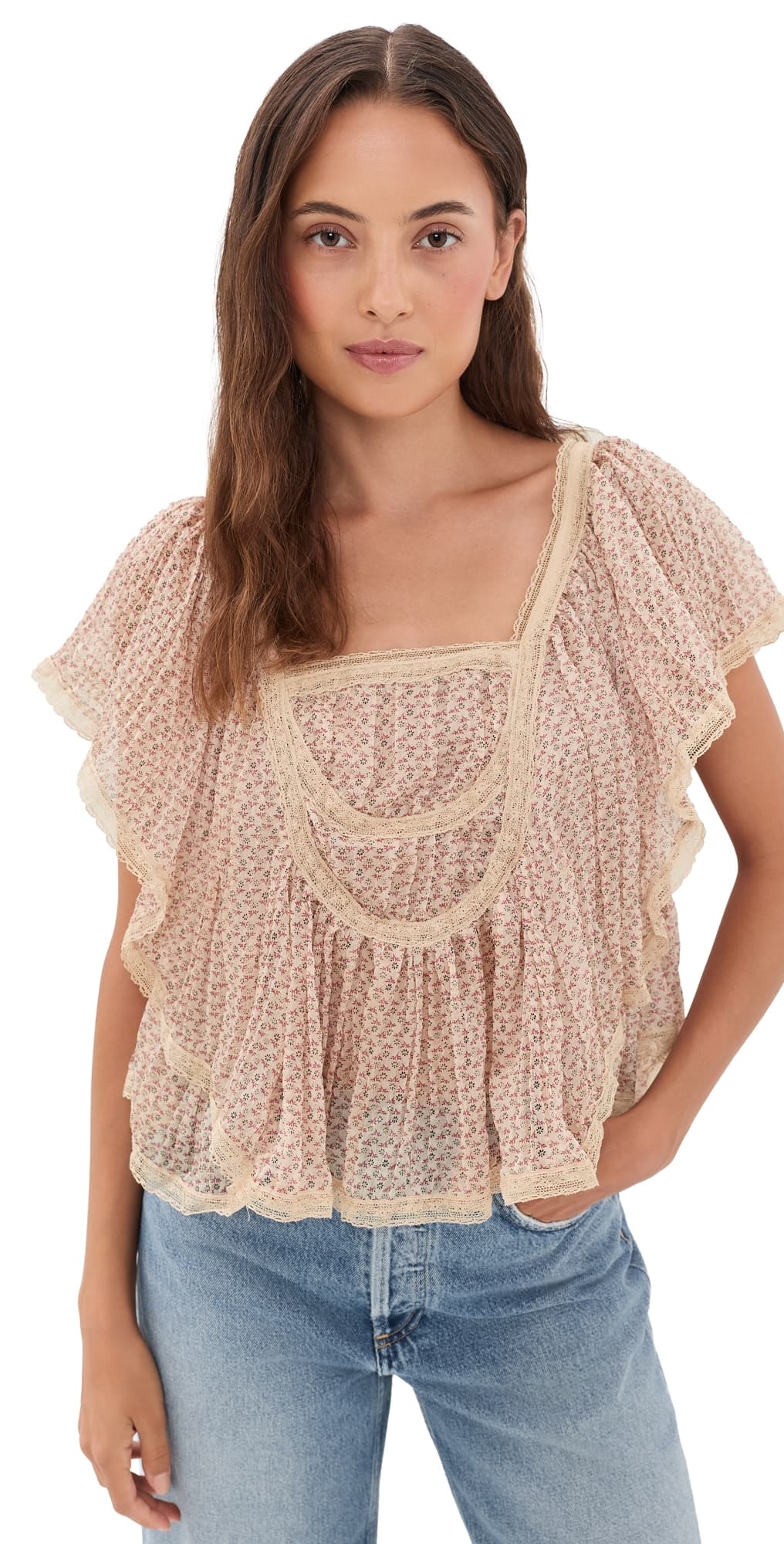 Free People Clara Top Eggnog Combo