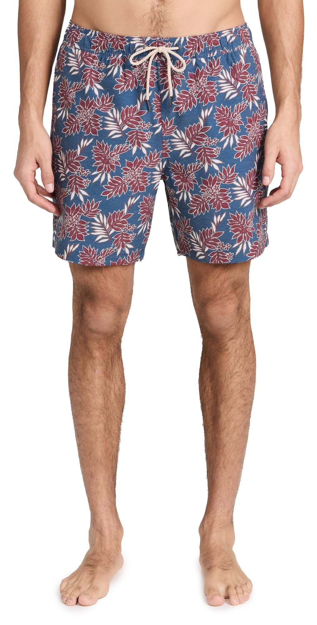 Fair Harbor The Bayberry Swim Shorts 7'' Navy Crimson Leaves