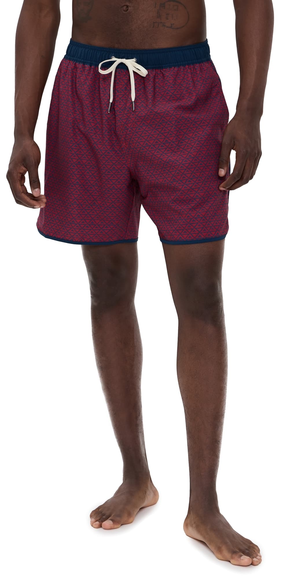 Fair Harbor The Anchor Swim Trunks 6 Nautical Red Wavy Geo