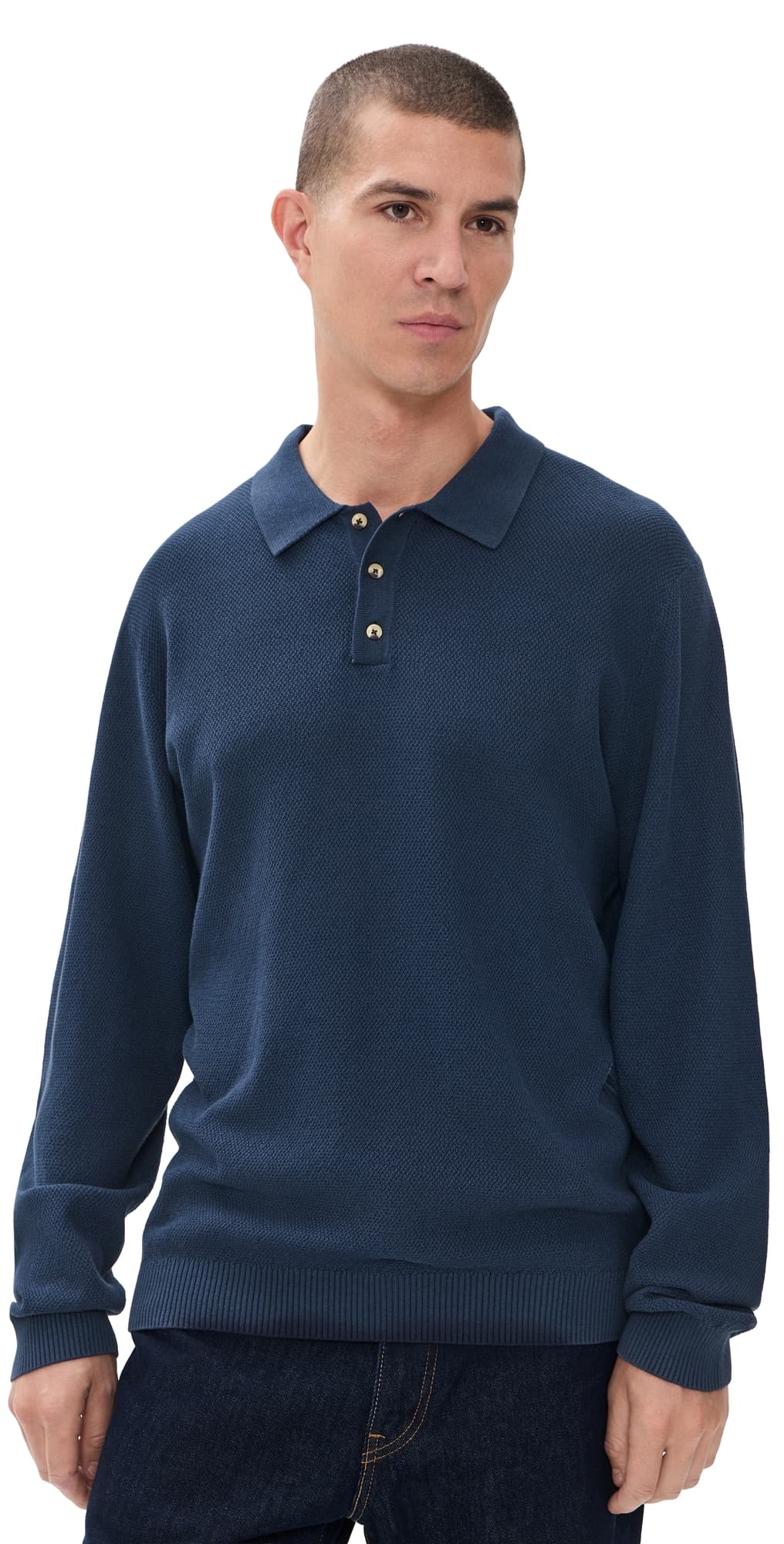 Fair Harbor Mariner Long Sleeve Polo Top Navy