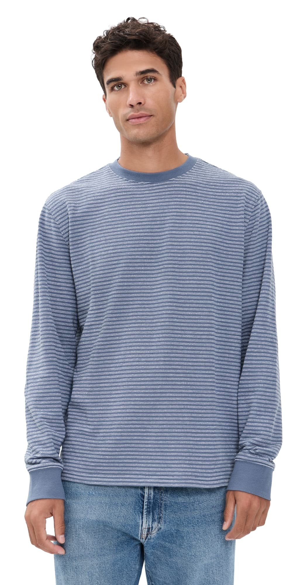 Fair Harbor Sundown Terry Crewneck Tee Maritime Stripe