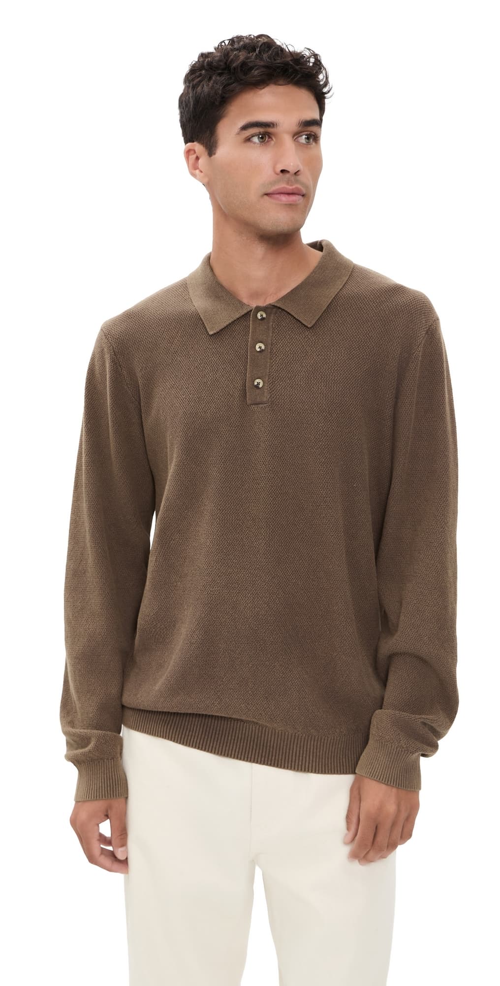 Fair Harbor Mariner Long Sleeve Polo Top Espresso