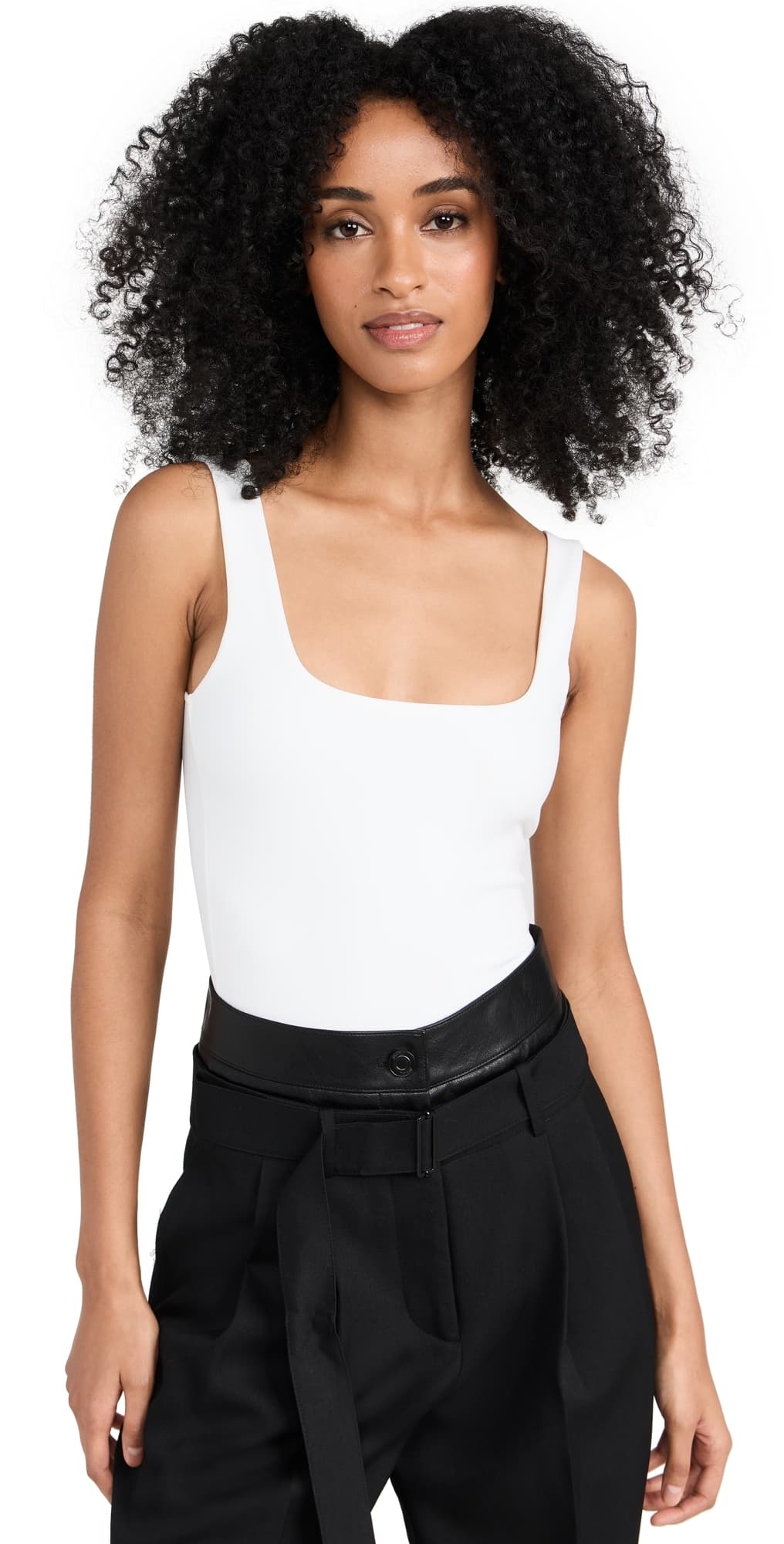 Good American Sculpting Modern Tank Thong Bodysuit White001