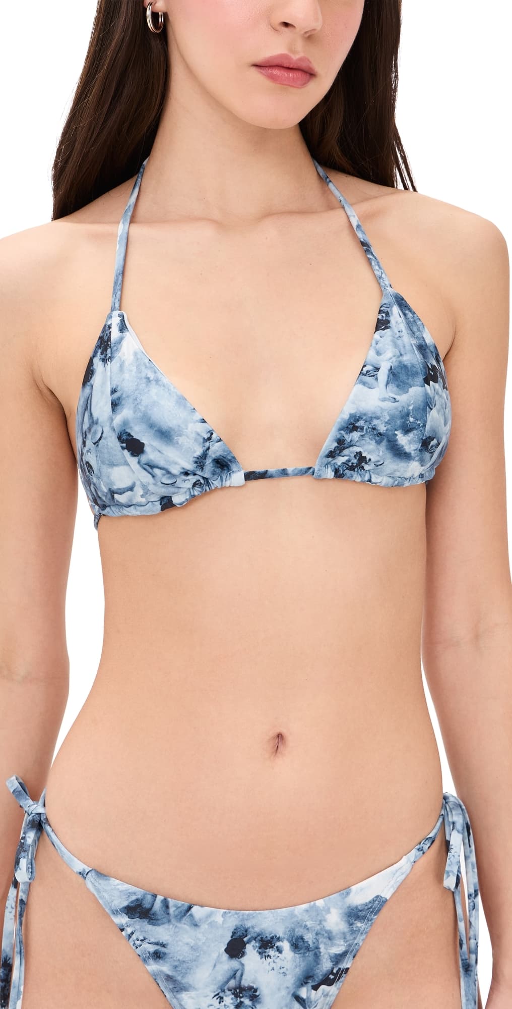 Good American Print String Bikini Top Blue Angel Print