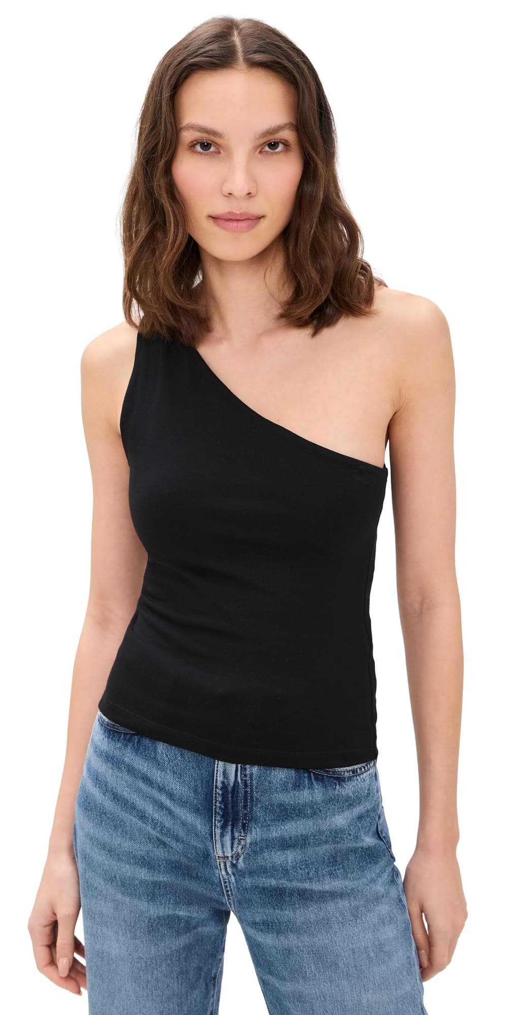 Good American Super Stretch One Shoulder Tank Black001