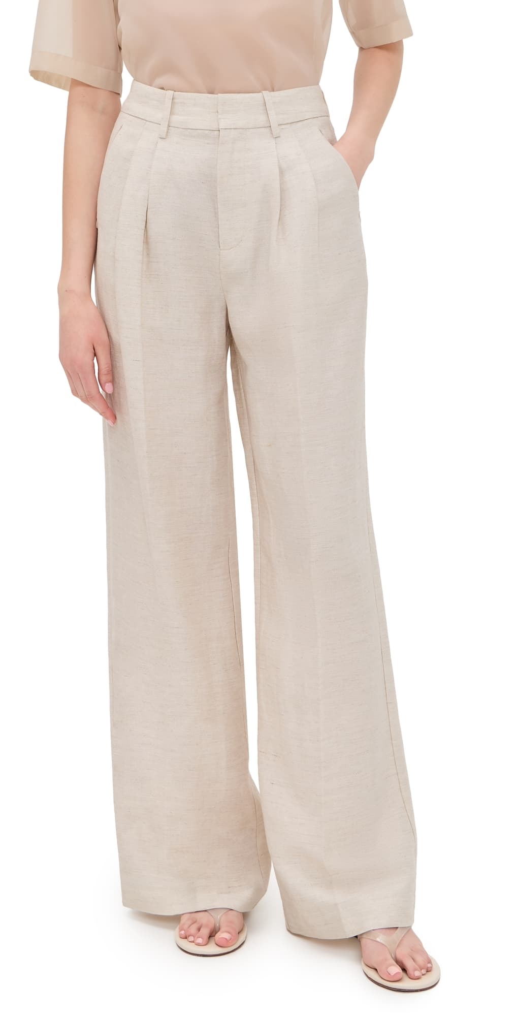 Good American Linen Blend Trousers Oat