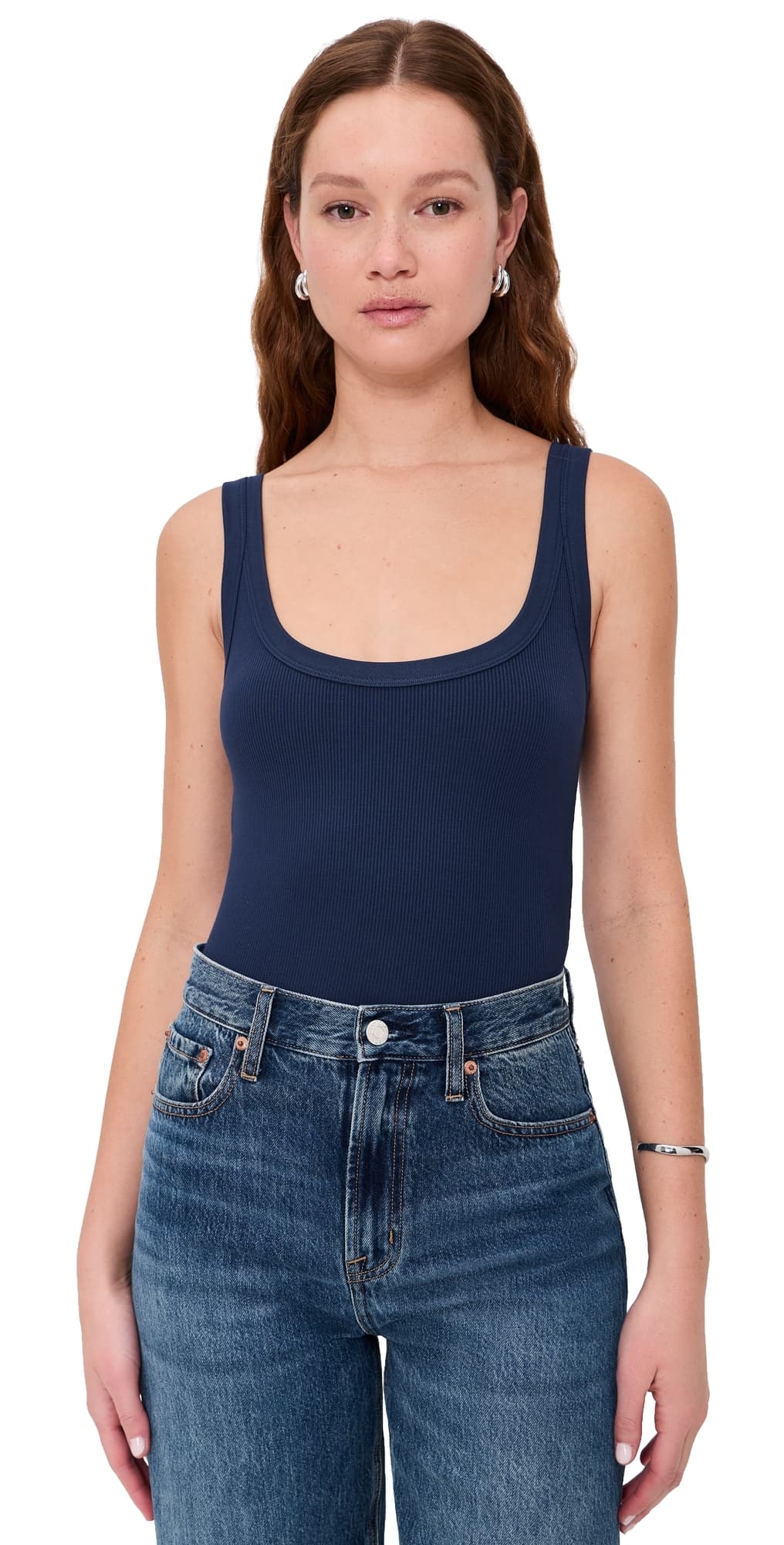 Good American Ribbed Tank Thong Bodysuit Horizon Ink