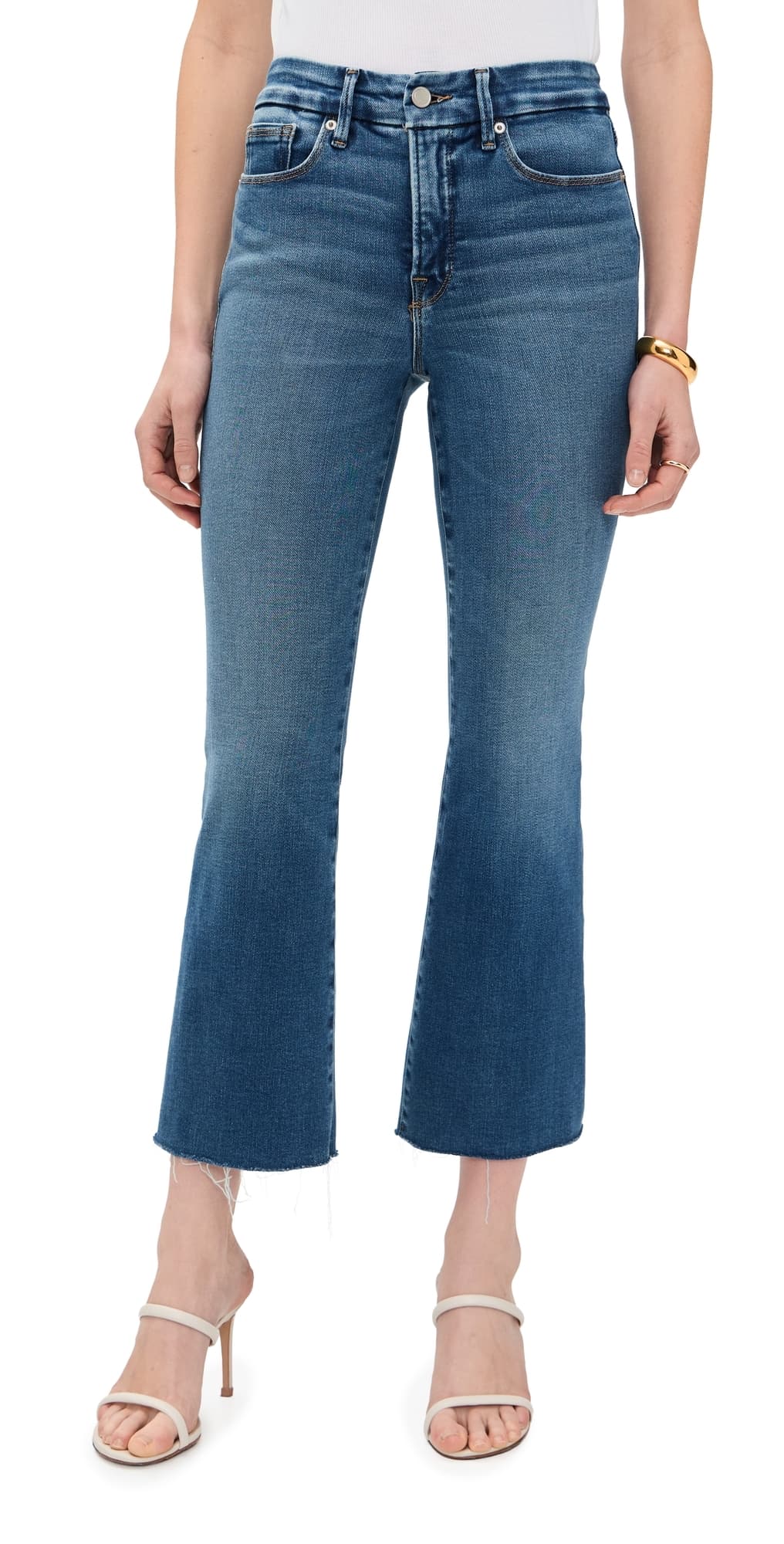 Good American Soft Tech Good Legs Cropped Mini Boot Jeans Indigo818