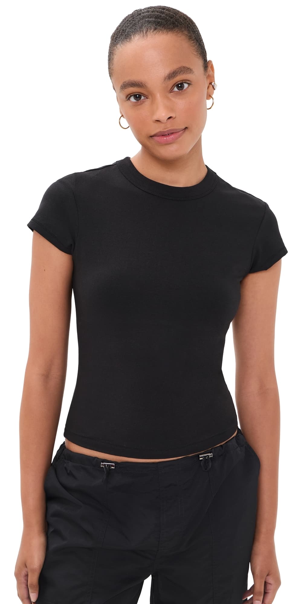 Good American The Cap Sleeve Tee Black001