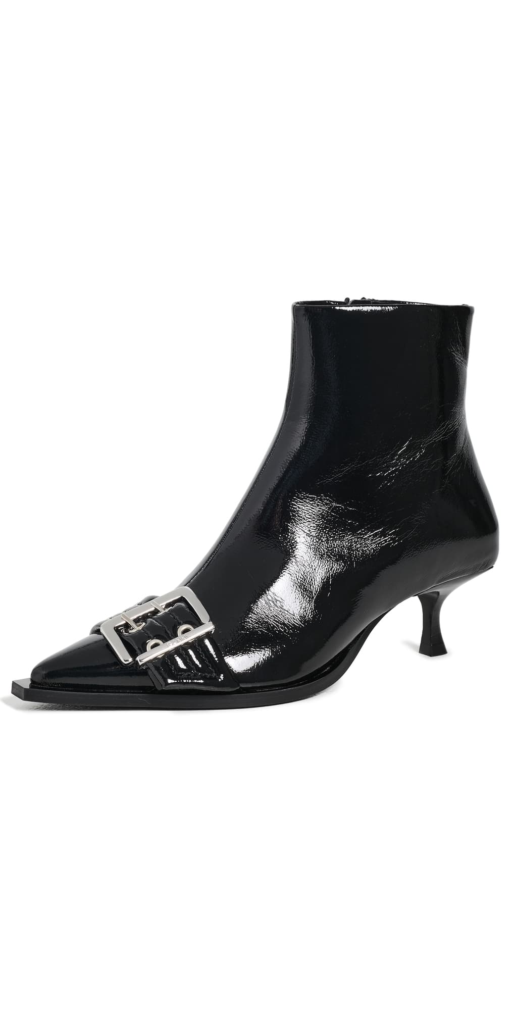 GANNI Naplack Buckle Low Boots Black