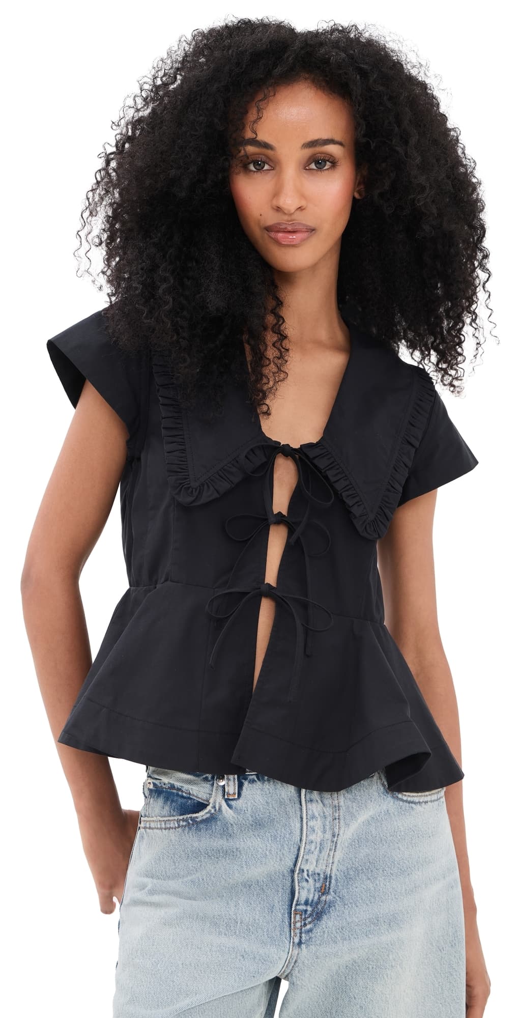 GANNI Regenerative Cotton Poplin Blouse Black