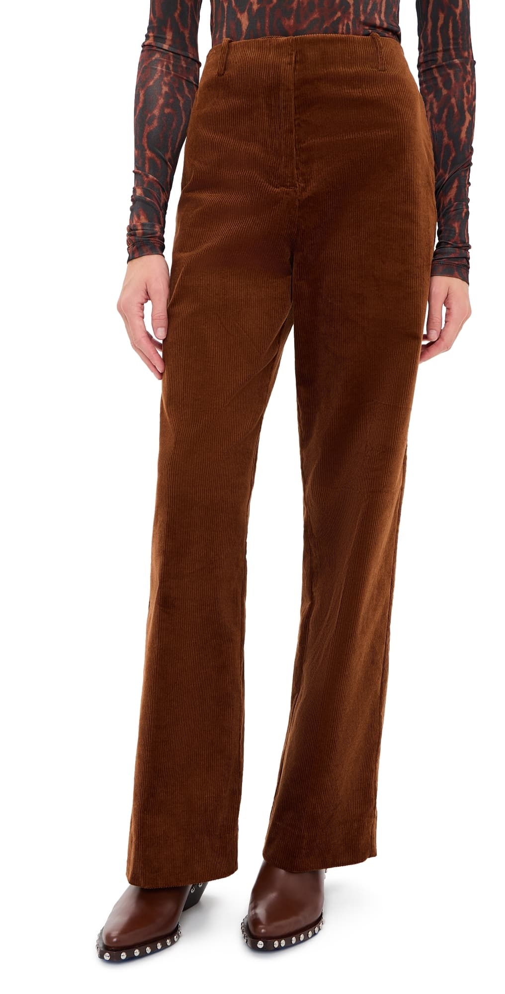 GANNI Corduroy Trousers Tortoise Shell