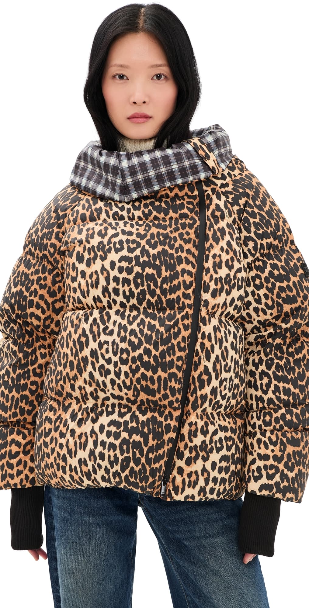 GANNI Future Nylon Printed Quilt Puffer Almond Milk