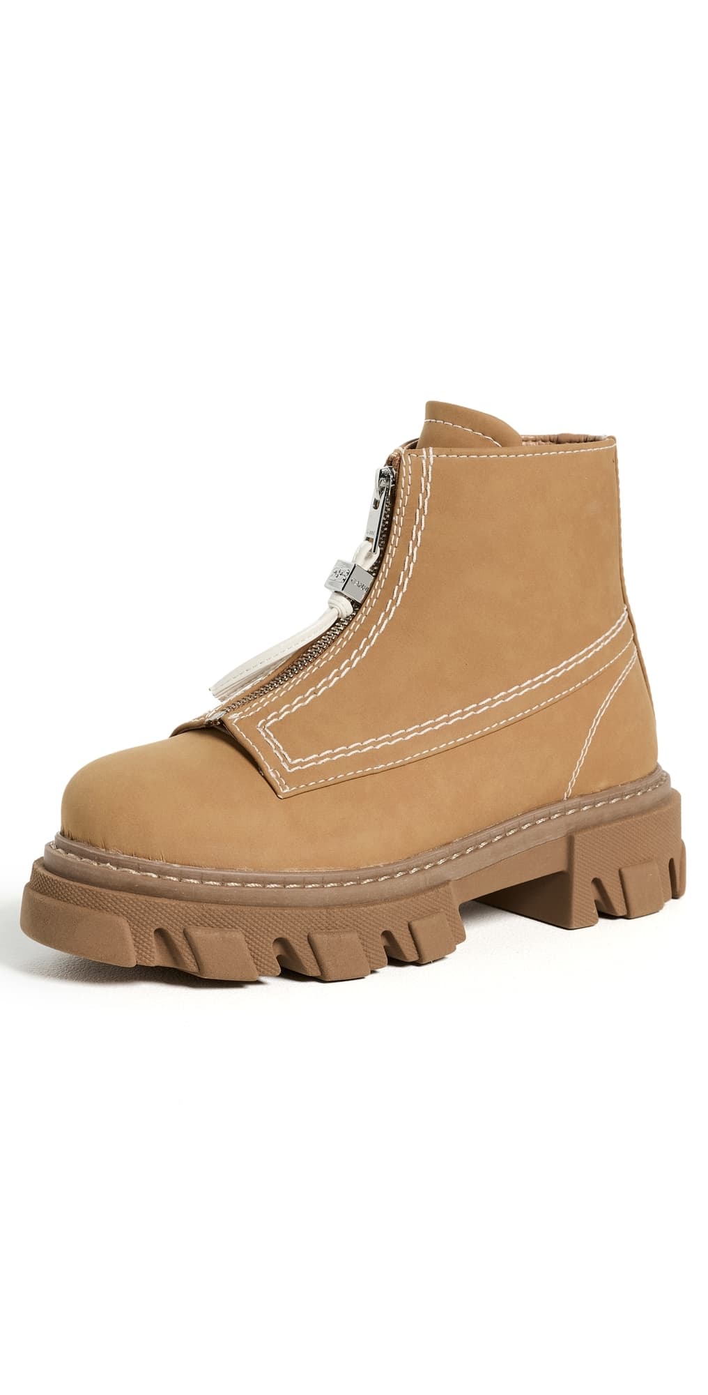 GANNI Cleated Zip Boots Brown Sugar