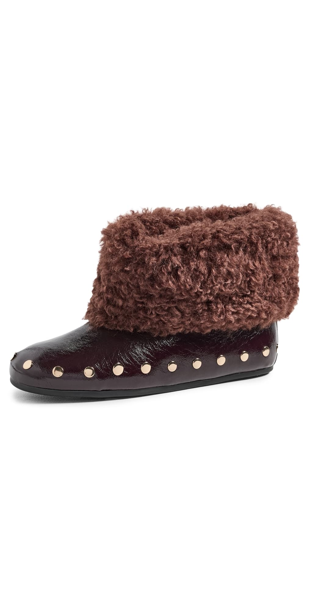 GANNI Jenny Low Deep Shine Sherpa Boots Demitasse