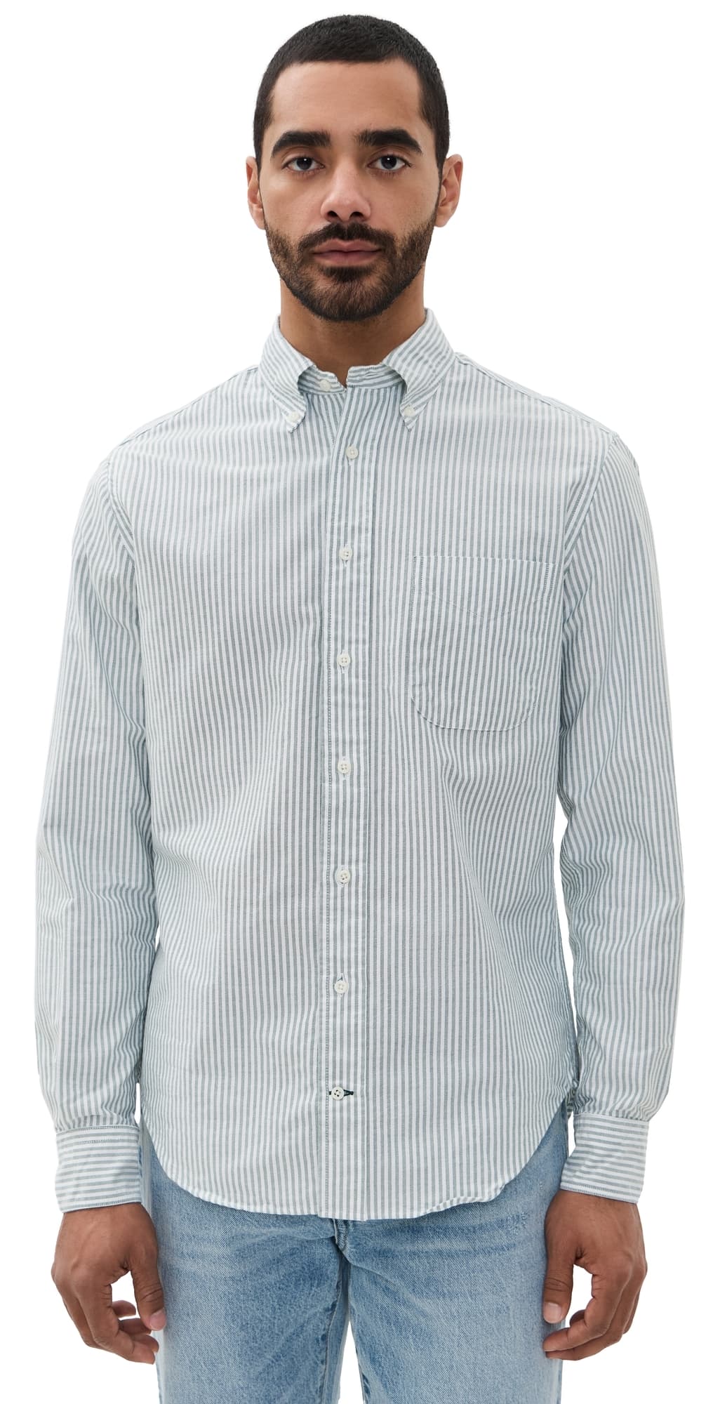 Gitman Vintage Striped Spring Oxford Shirt Green Stripe