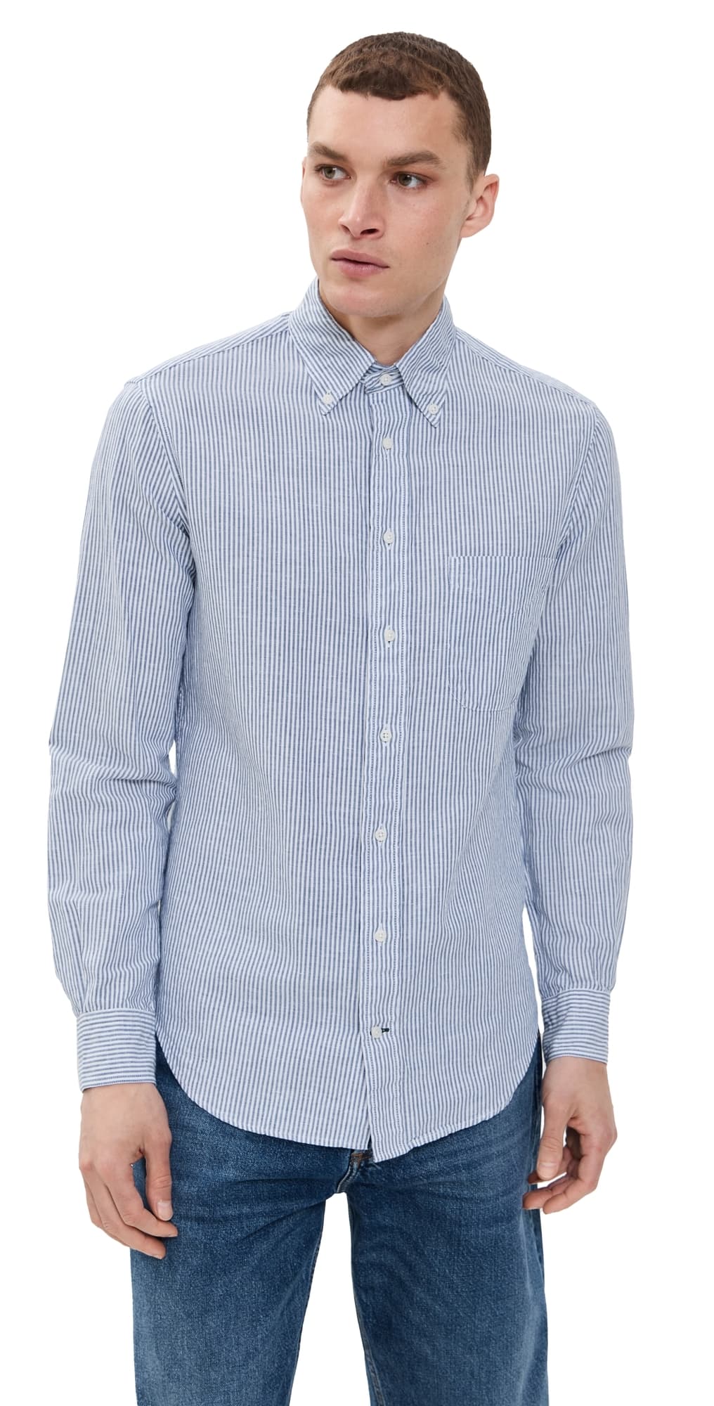 Gitman Vintage Striped Linen Shirt Blue Stripe