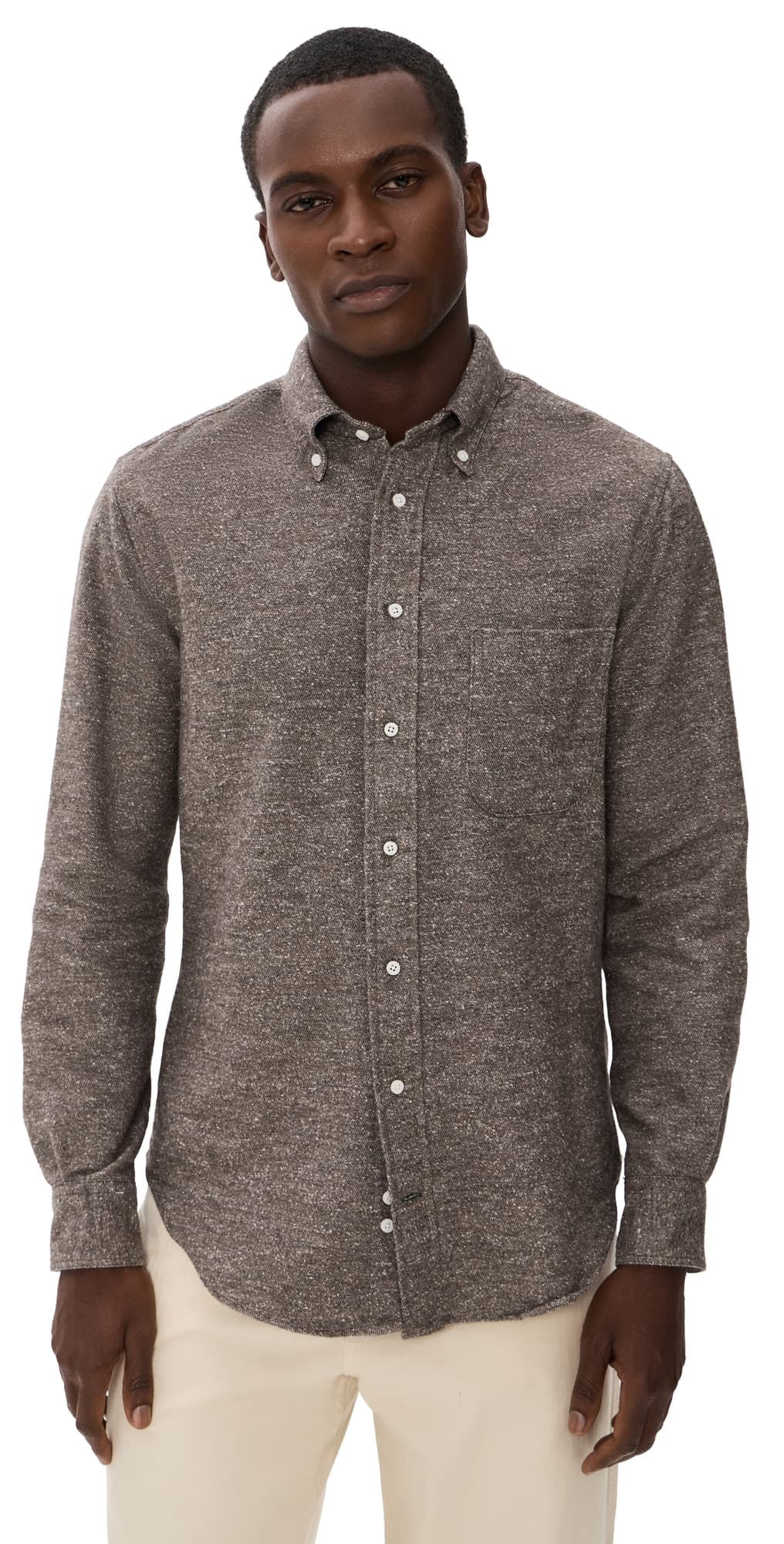 Gitman Vintage Nepped Chambray Shirt Brown