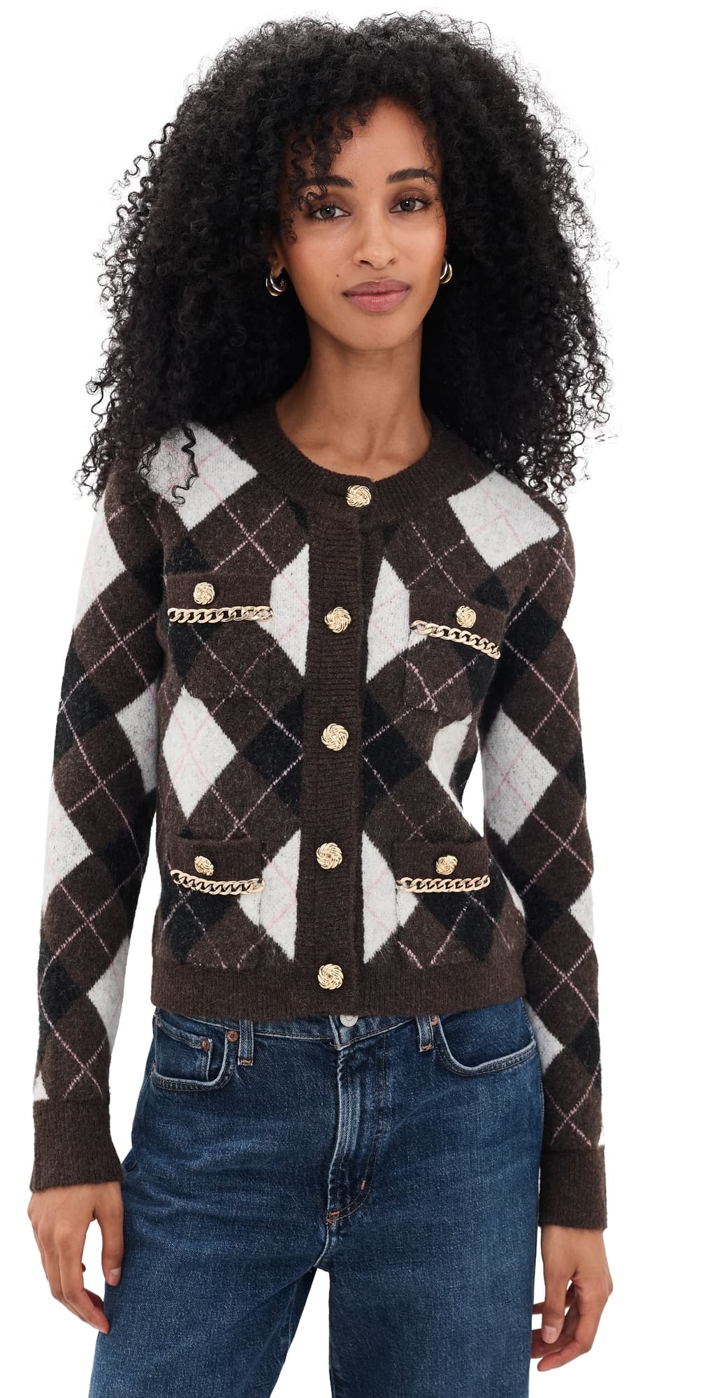 Generation Love Donna Argyle Cardigan Brown Multi