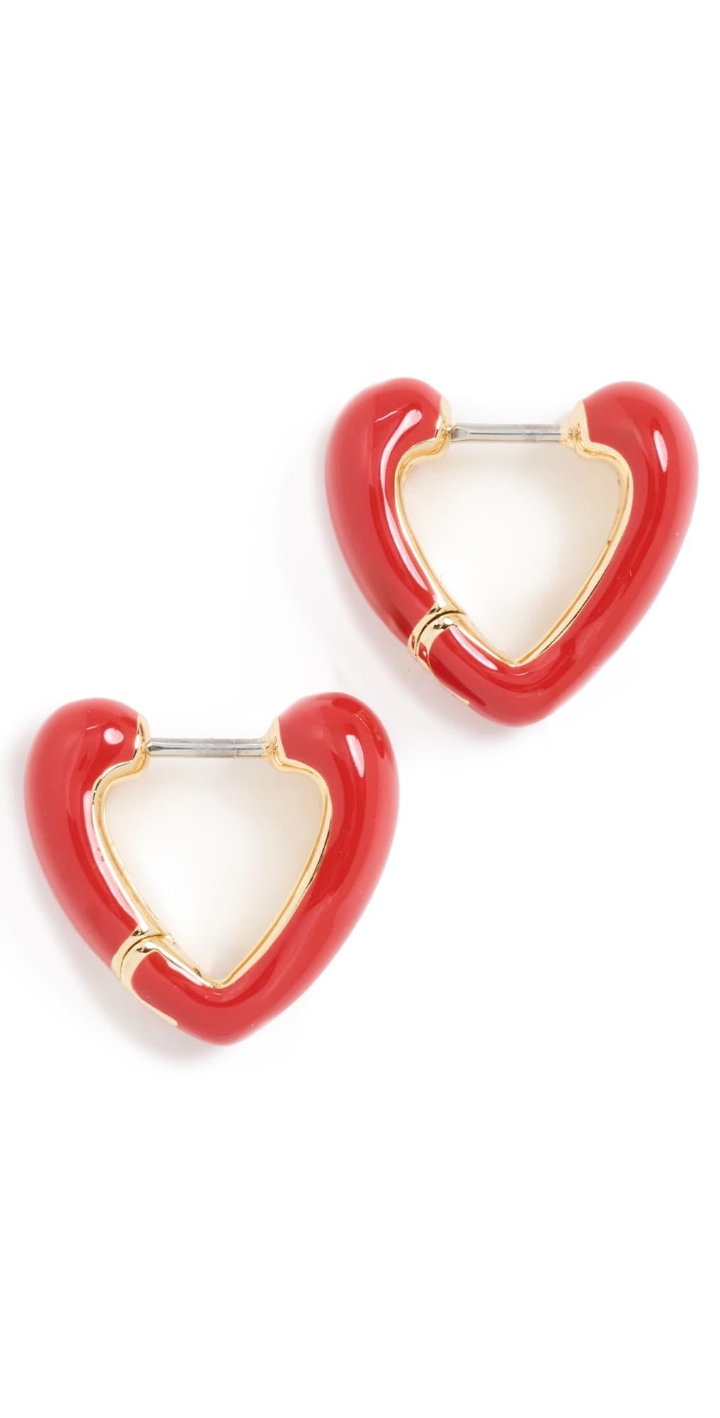 Gorjana Amour Heart Huggies Gold/Red Enamel · One Size