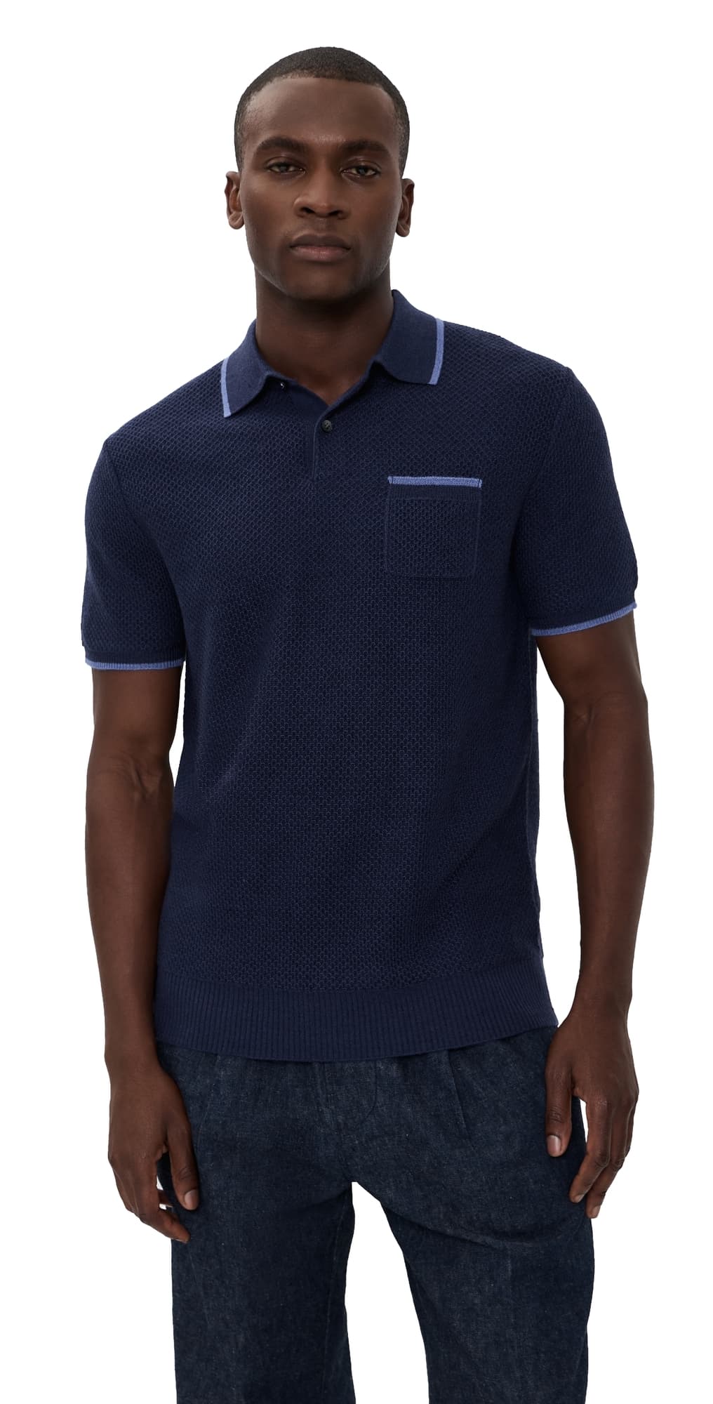 Greyson Seneca Sweater Polo Maltese Blue