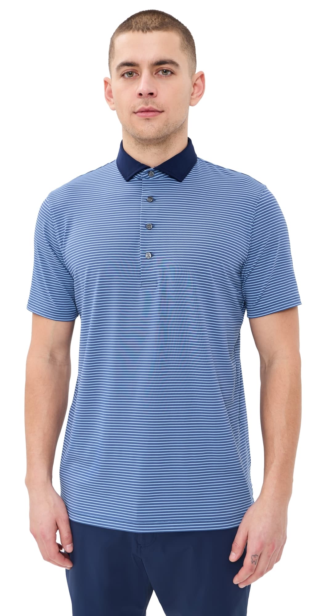 Greyson Aurora Striped Polo Falcon/Wolf Blue