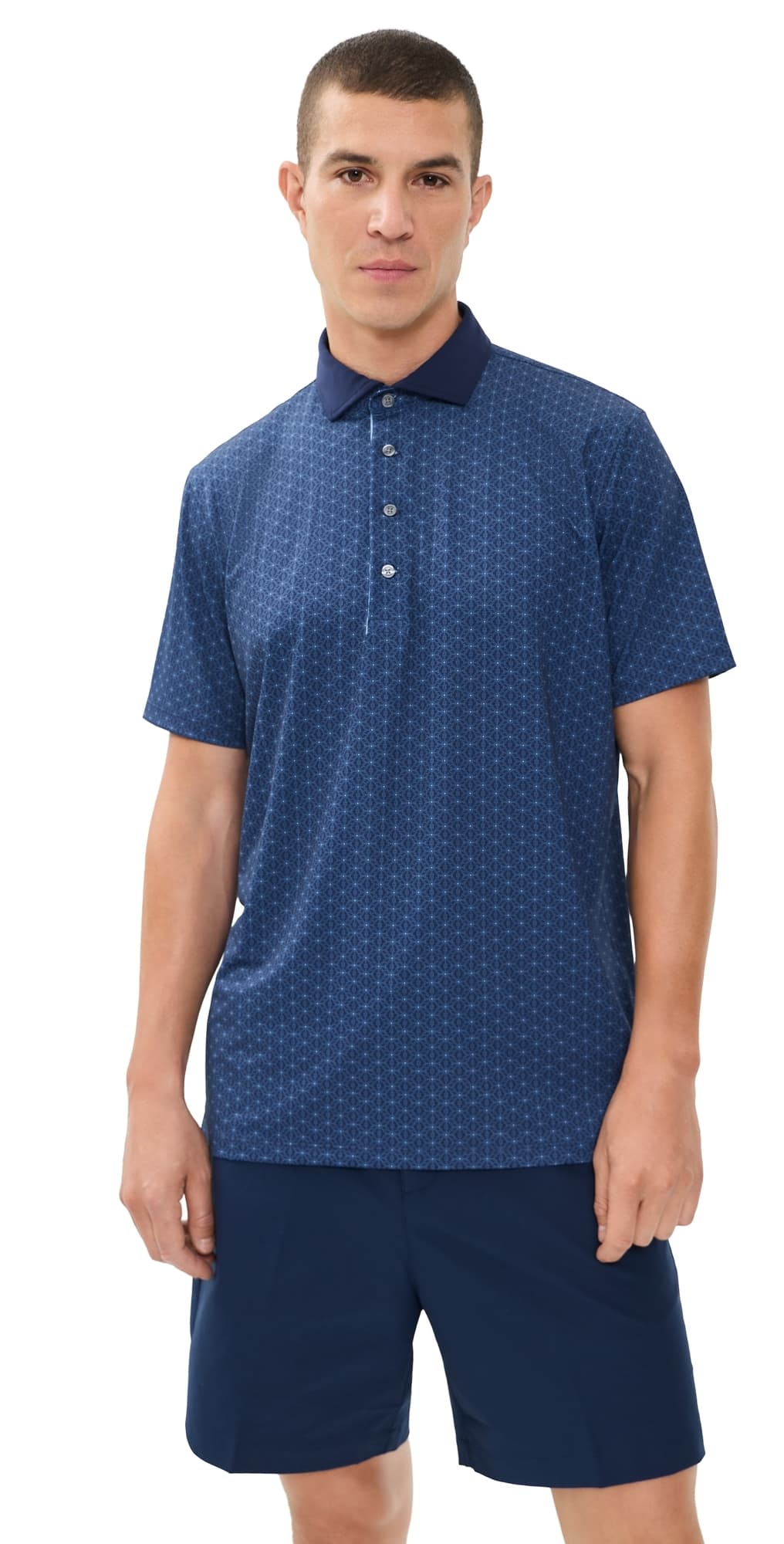 Greyson Deco Polo Top Maltese Blue