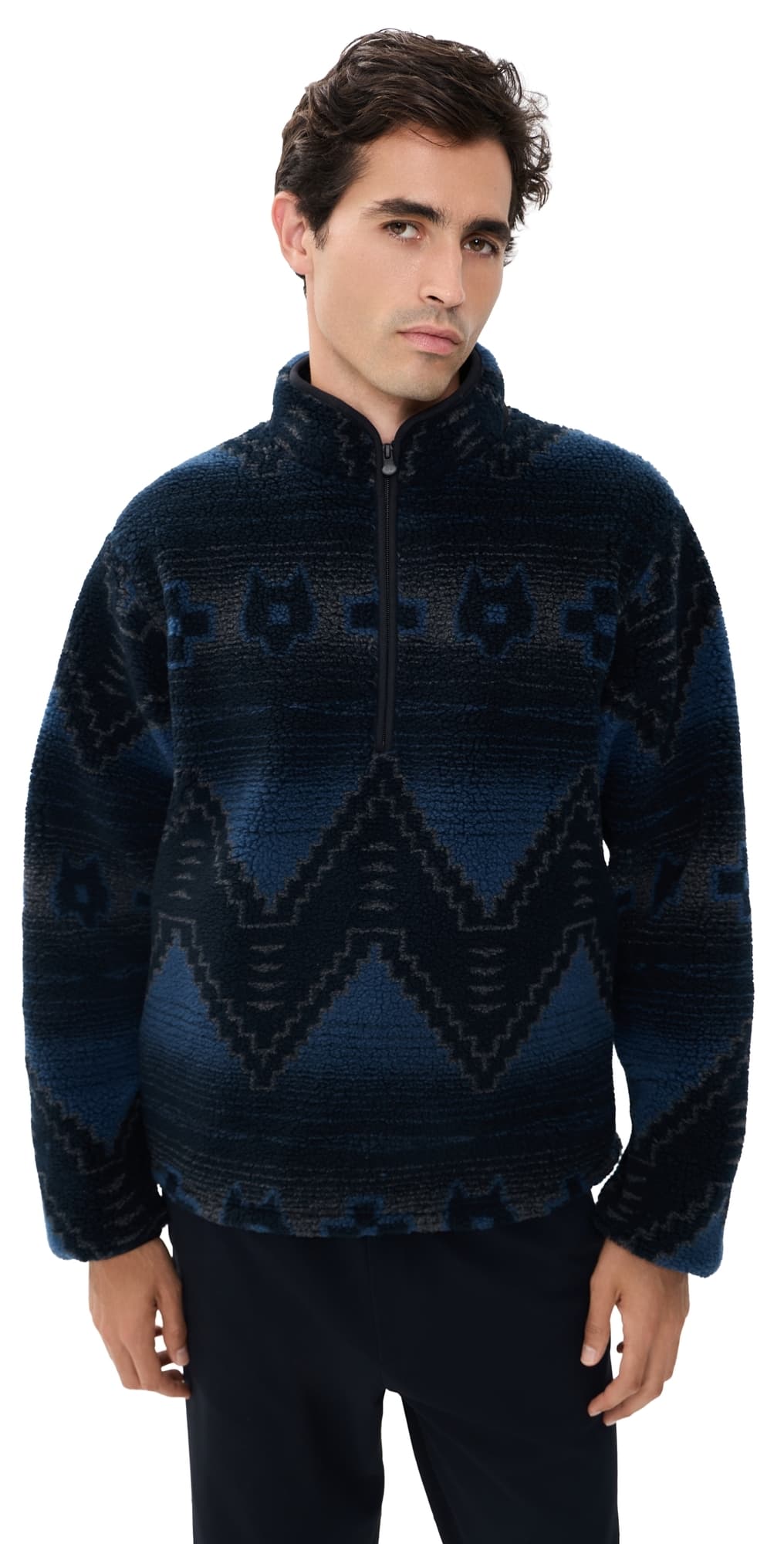 Greyson Guardian Sherpa Fleece 1/2 Zip Pullover Midnight Maltese Blue