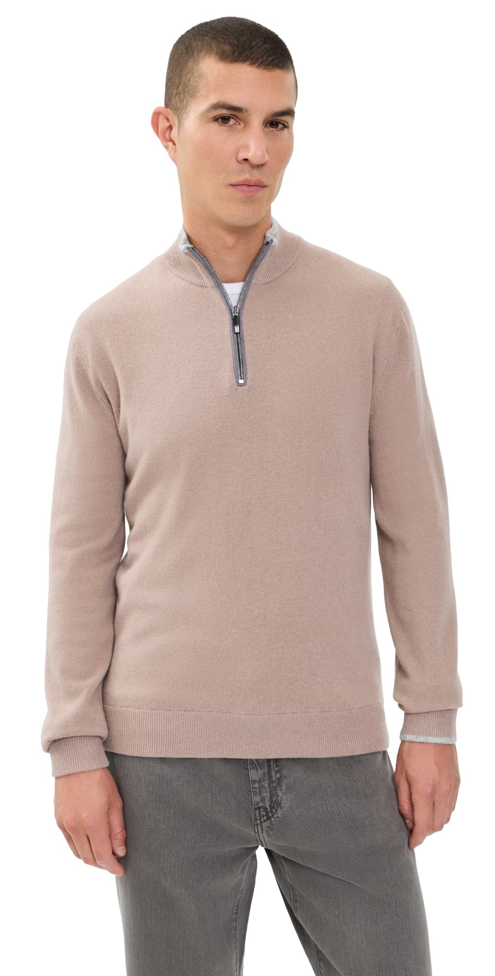 Greyson Sebonack Quarter Zip Sweater Cobblestone
