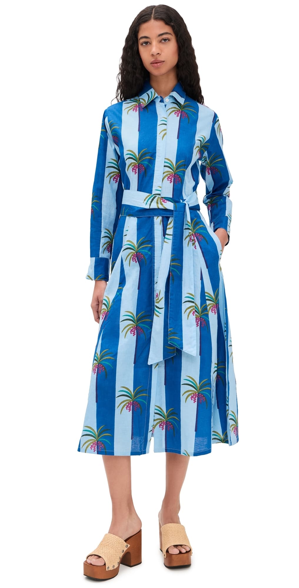 Guadalupe Design Luciana Palm Dress Blue
