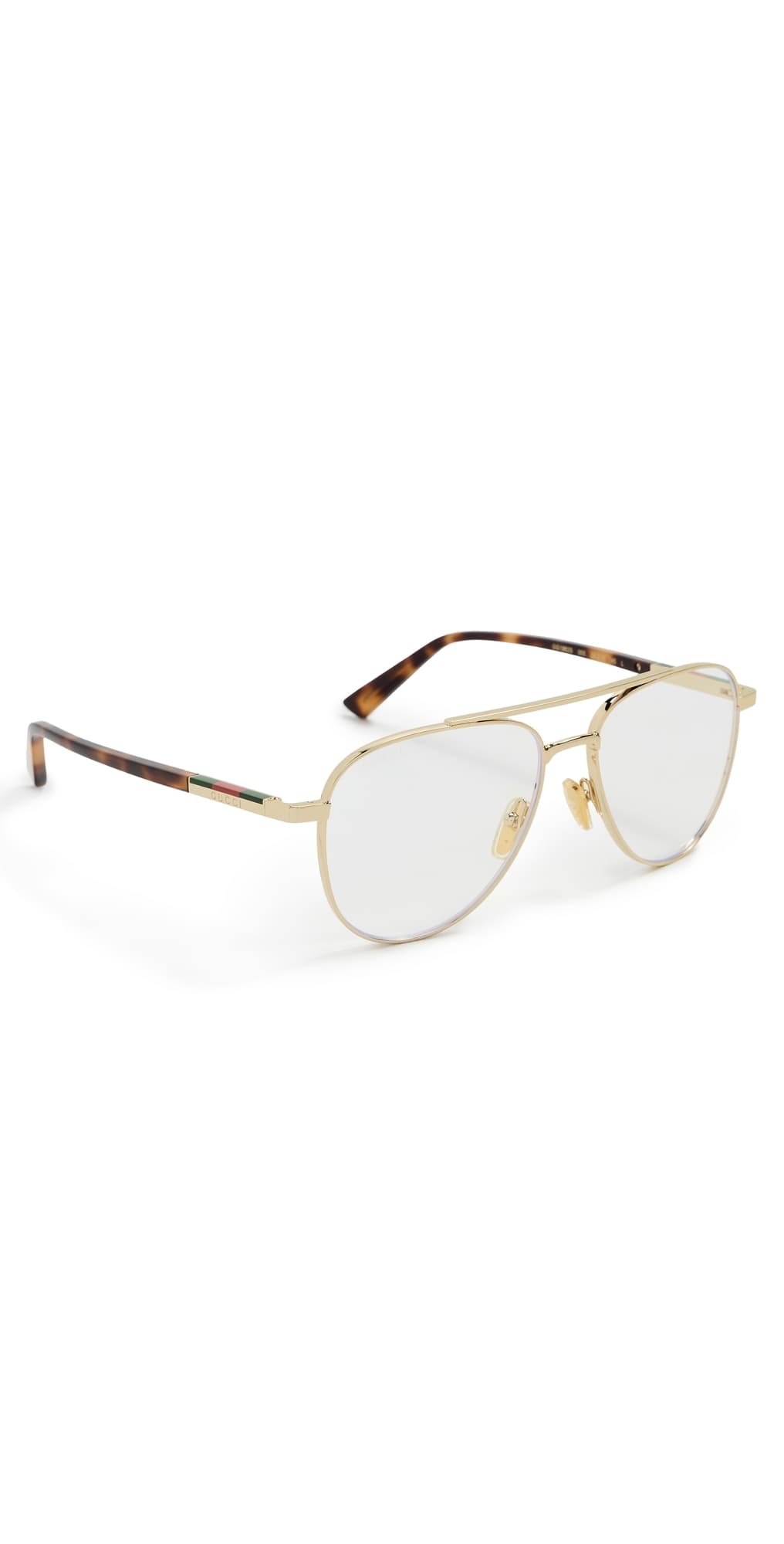 Gucci Aviator Frame Glasses Gold/Havana/Transparent · One Size