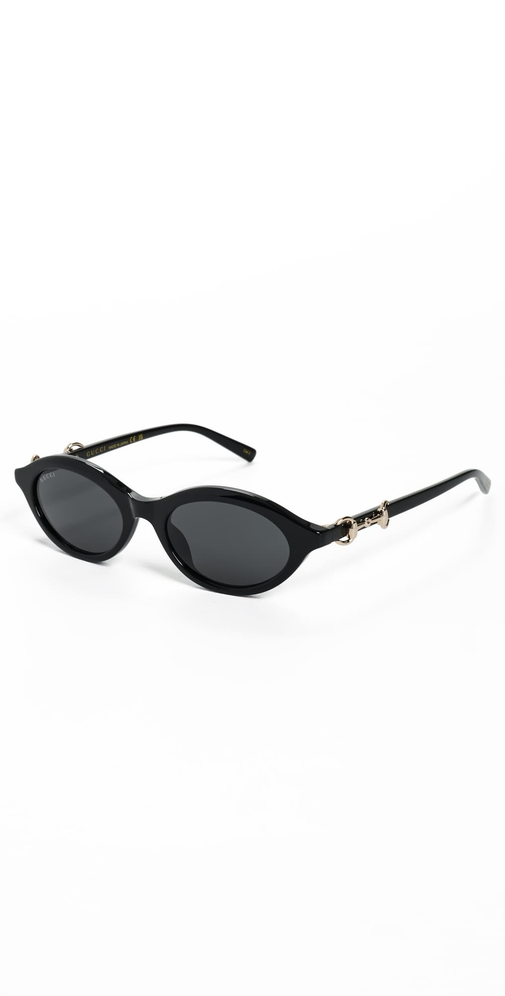 Gucci Oval Frame Sunglasses Black-Black-Grey