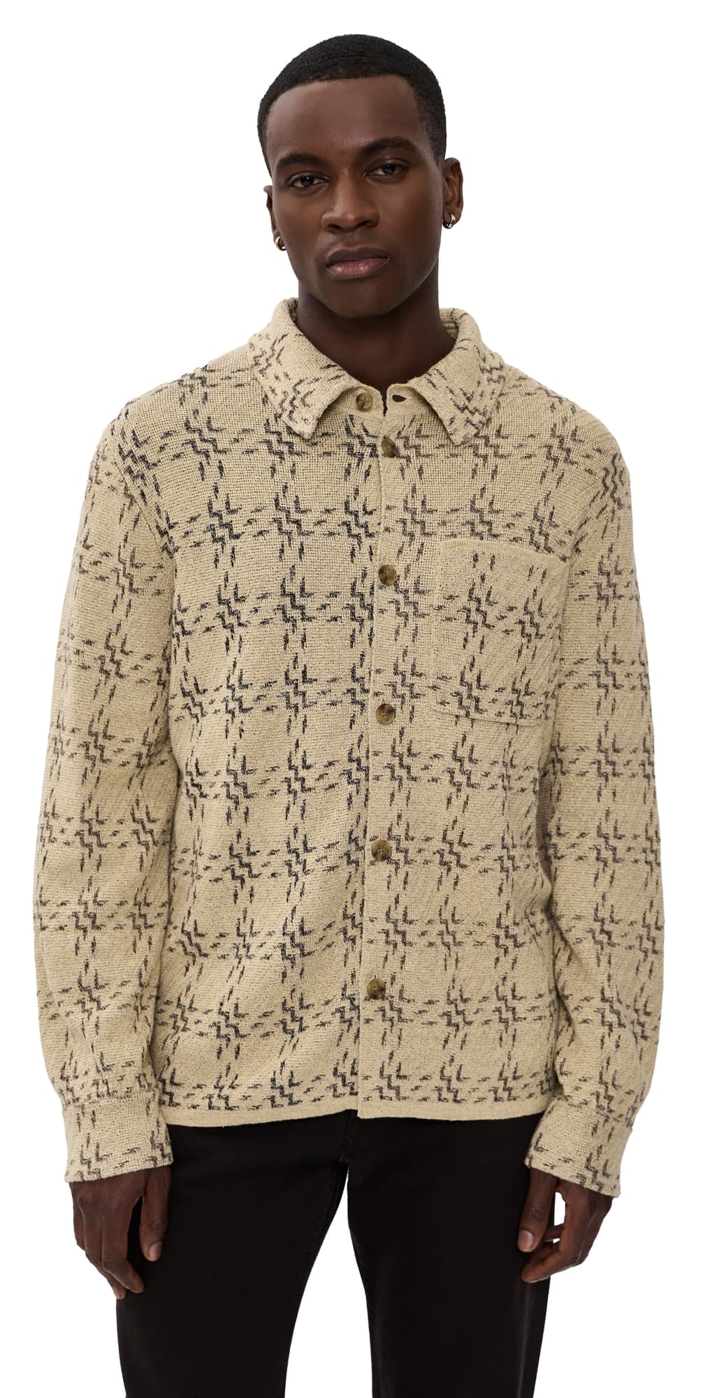 Guest in Residence Plaid Linen Work Shirt Sandstone Combo