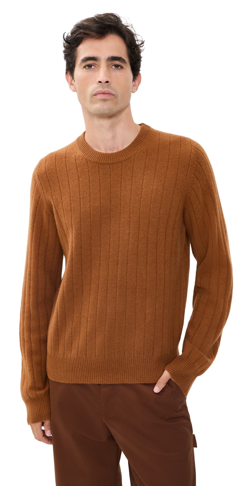 Guest in Residence Rib Allday Cashmere Crew Sweater Burnt Sienna
